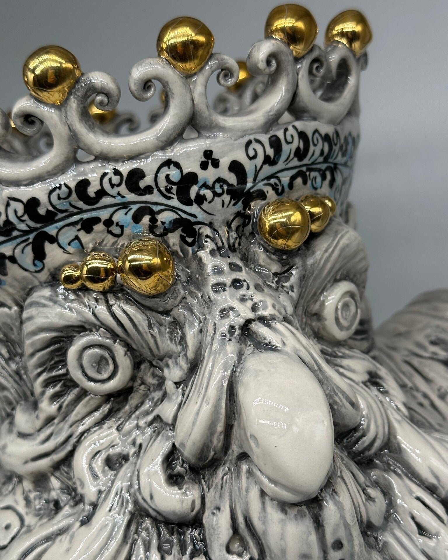 Gufo Portafortuna Ceramica Caltagirone cm H.46 L.30 Artigianale Decorato - DD CERAMICHE SICILIANE