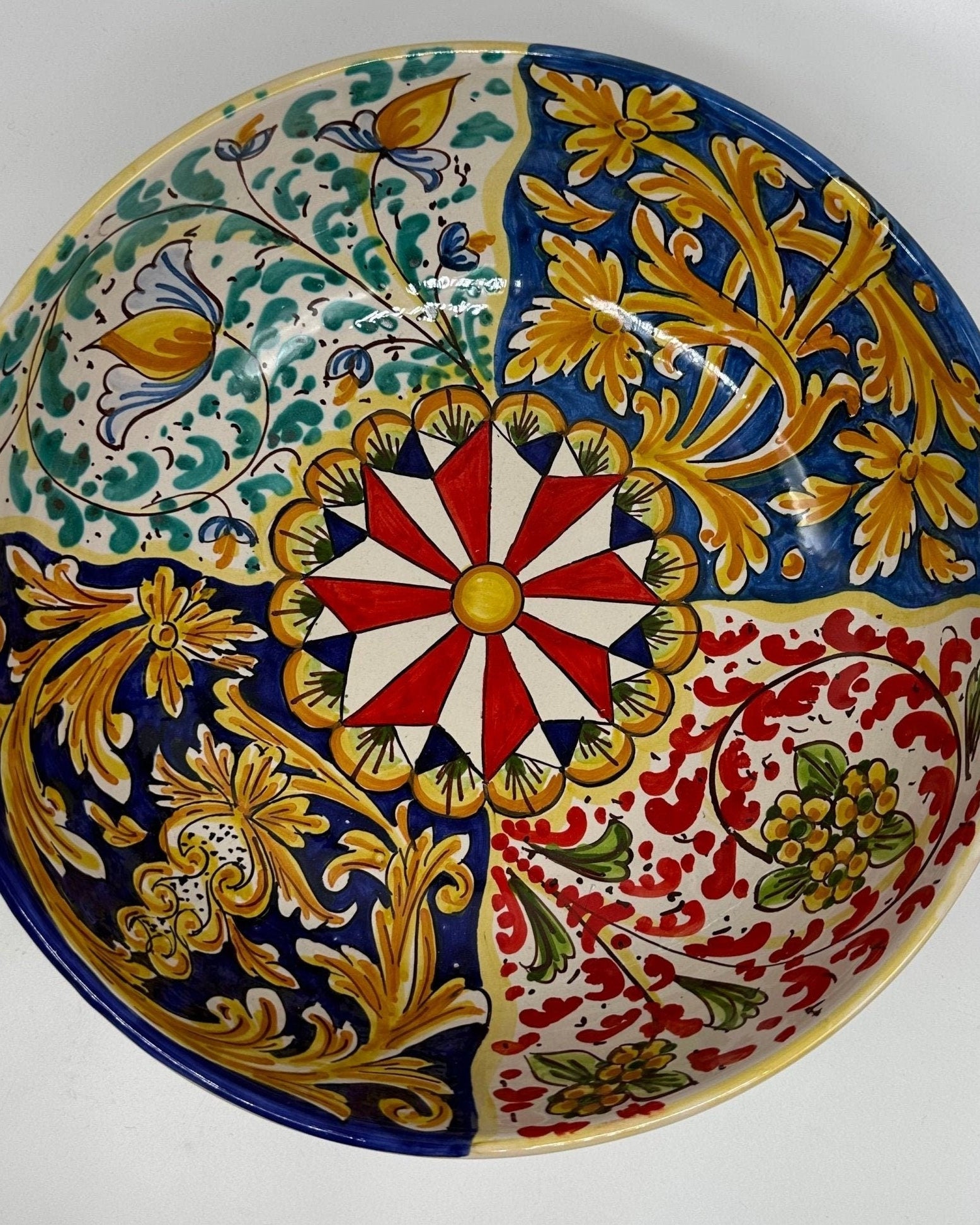 Ciotalo Vassoio Insalatiera Ceramica Caltagirone Diametro 30 cm Artigianale Decorata - DD CERAMICHE SICILIANE