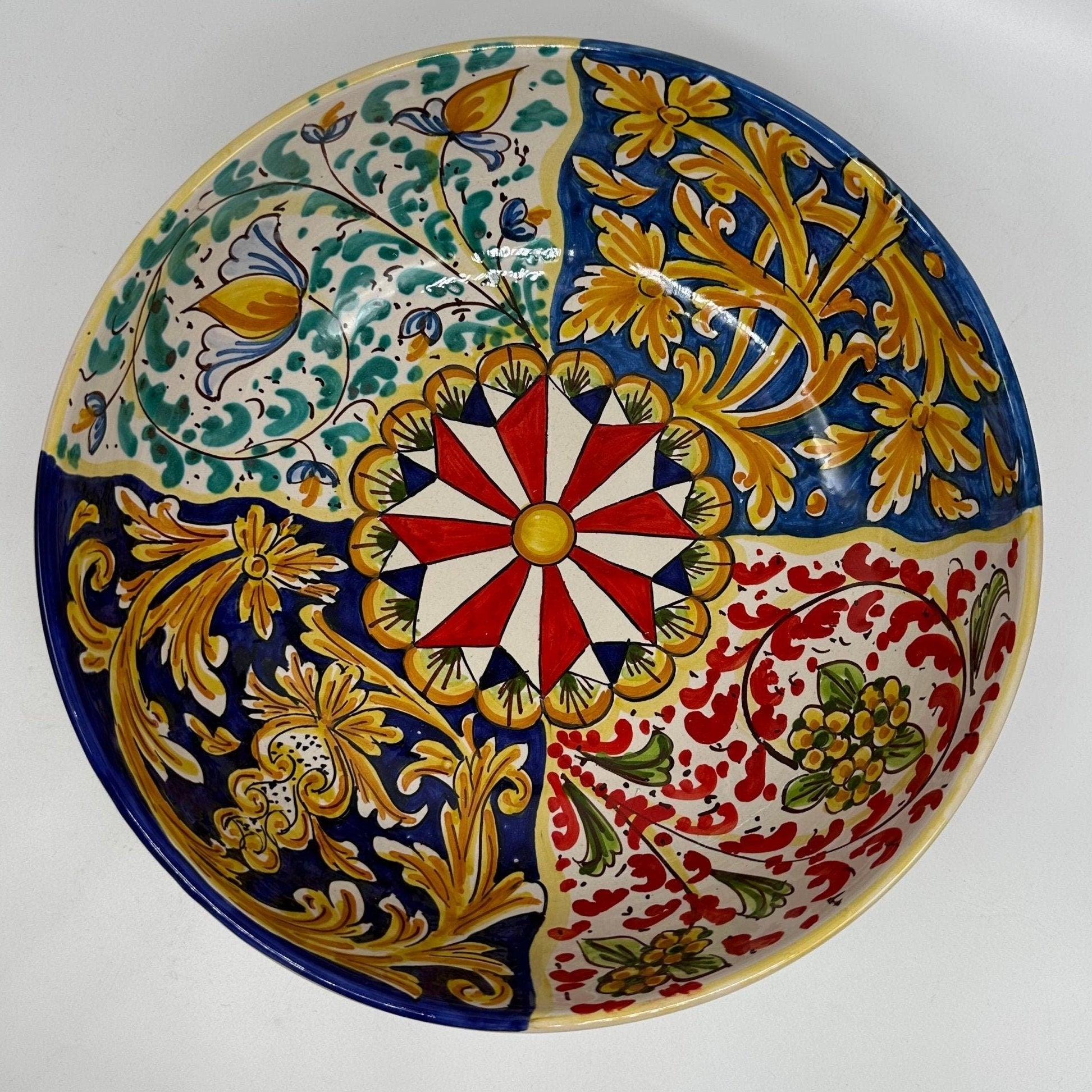 Ciotalo Vassoio Insalatiera Ceramica Caltagirone Diametro 30 cm Artigianale Decorata - DD CERAMICHE SICILIANE