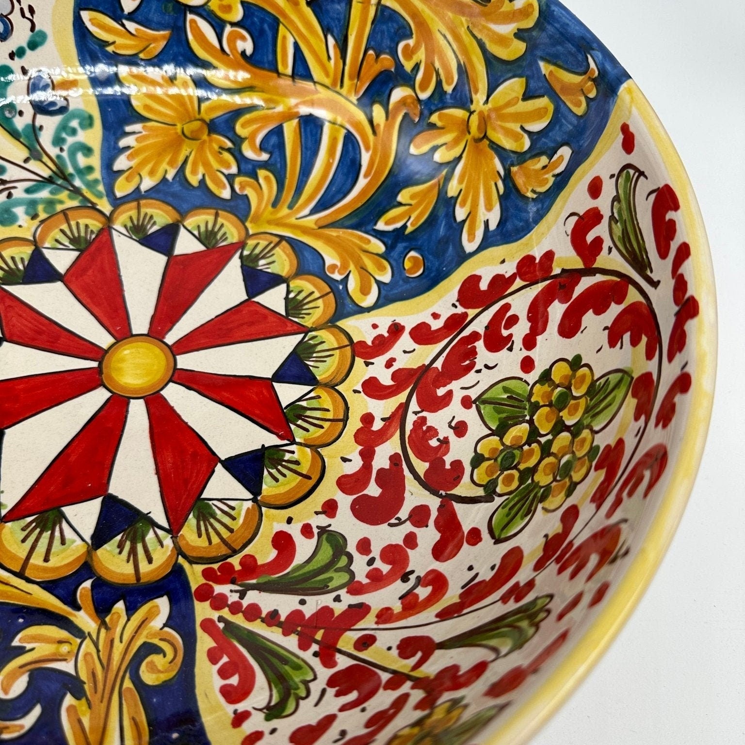 Ciotalo Vassoio Insalatiera Ceramica Caltagirone Diametro 30 cm Artigianale Decorata - DD CERAMICHE SICILIANE