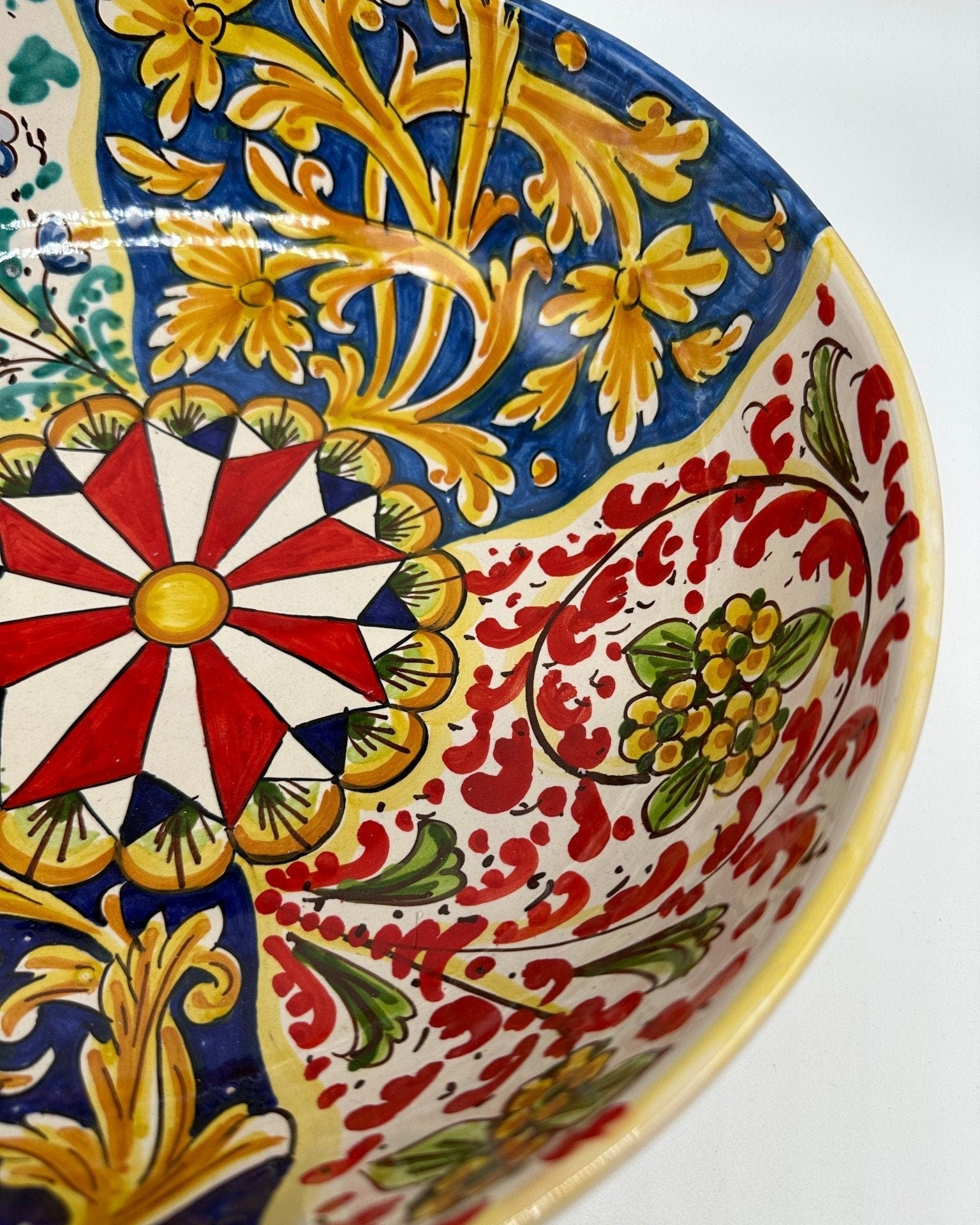 Ciotalo Vassoio Insalatiera Ceramica Caltagirone Diametro 30 cm Artigianale Decorata - DD CERAMICHE SICILIANE