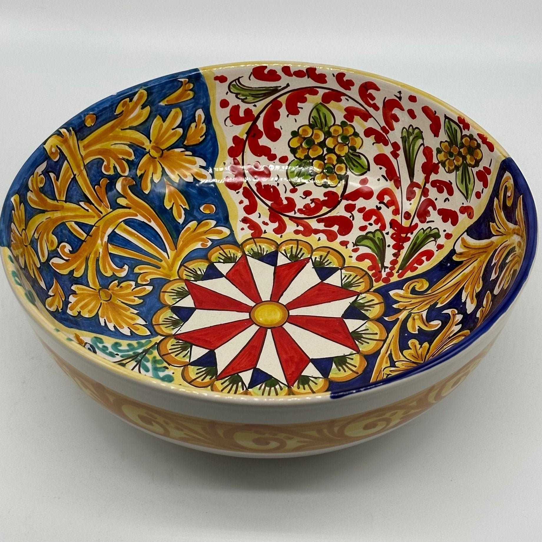 Ciotalo Vassoio Insalatiera Ceramica Caltagirone Diametro 30 cm Artigianale Decorata - DD CERAMICHE SICILIANE