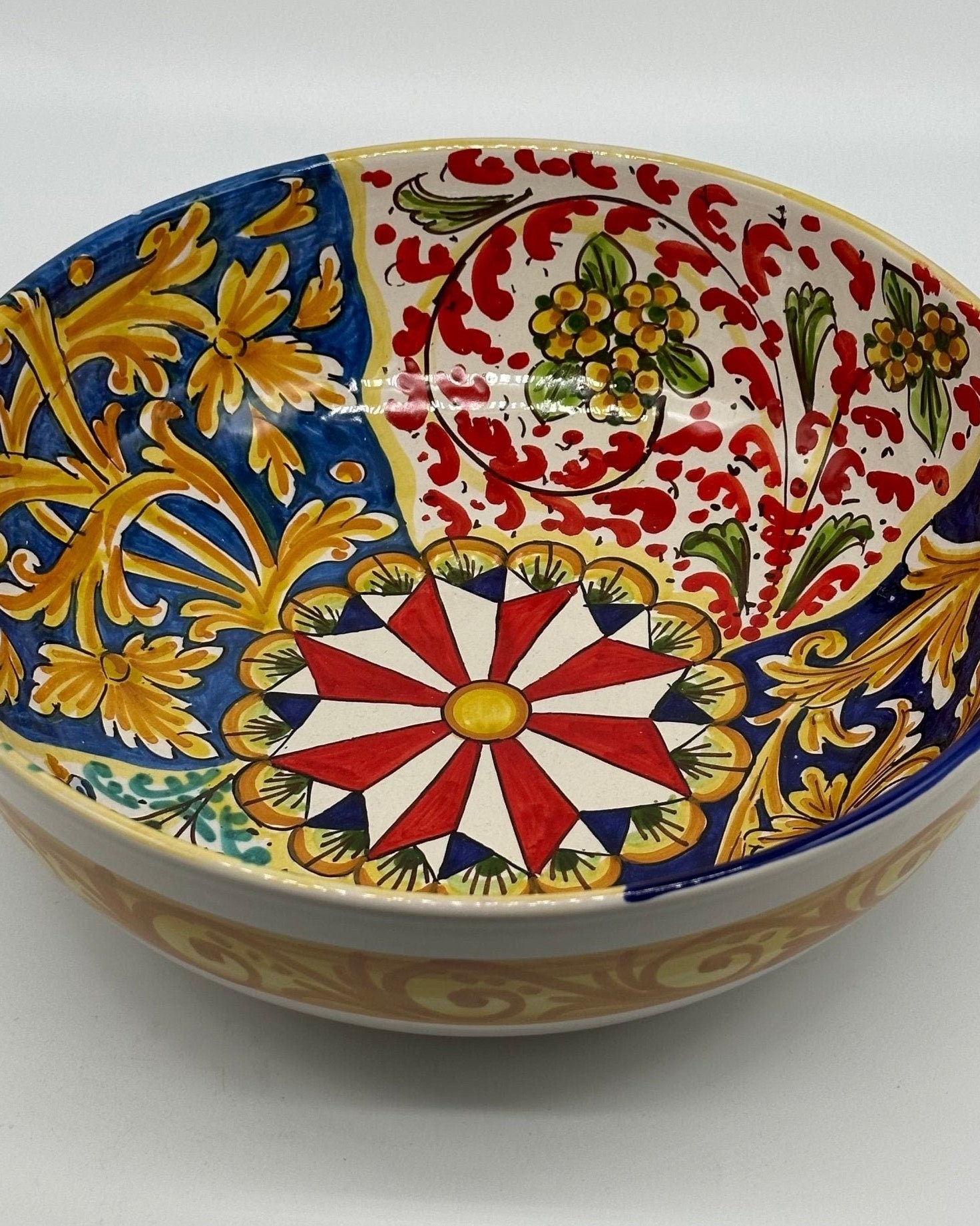 Ciotalo Vassoio Insalatiera Ceramica Caltagirone Diametro 30 cm Artigianale Decorata - DD CERAMICHE SICILIANE