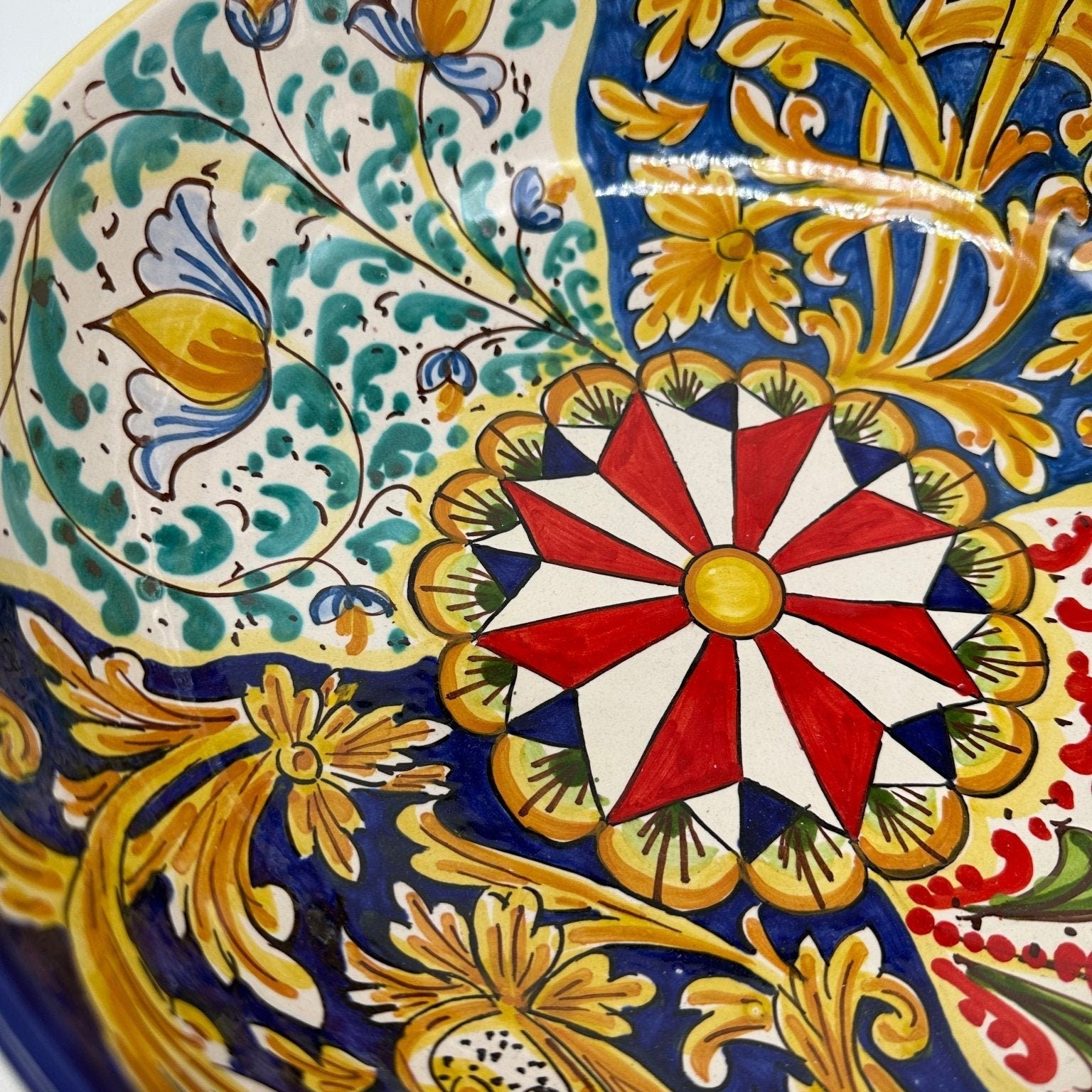 Ciotalo Vassoio Insalatiera Ceramica Caltagirone Diametro 30 cm Artigianale Decorata - DD CERAMICHE SICILIANE