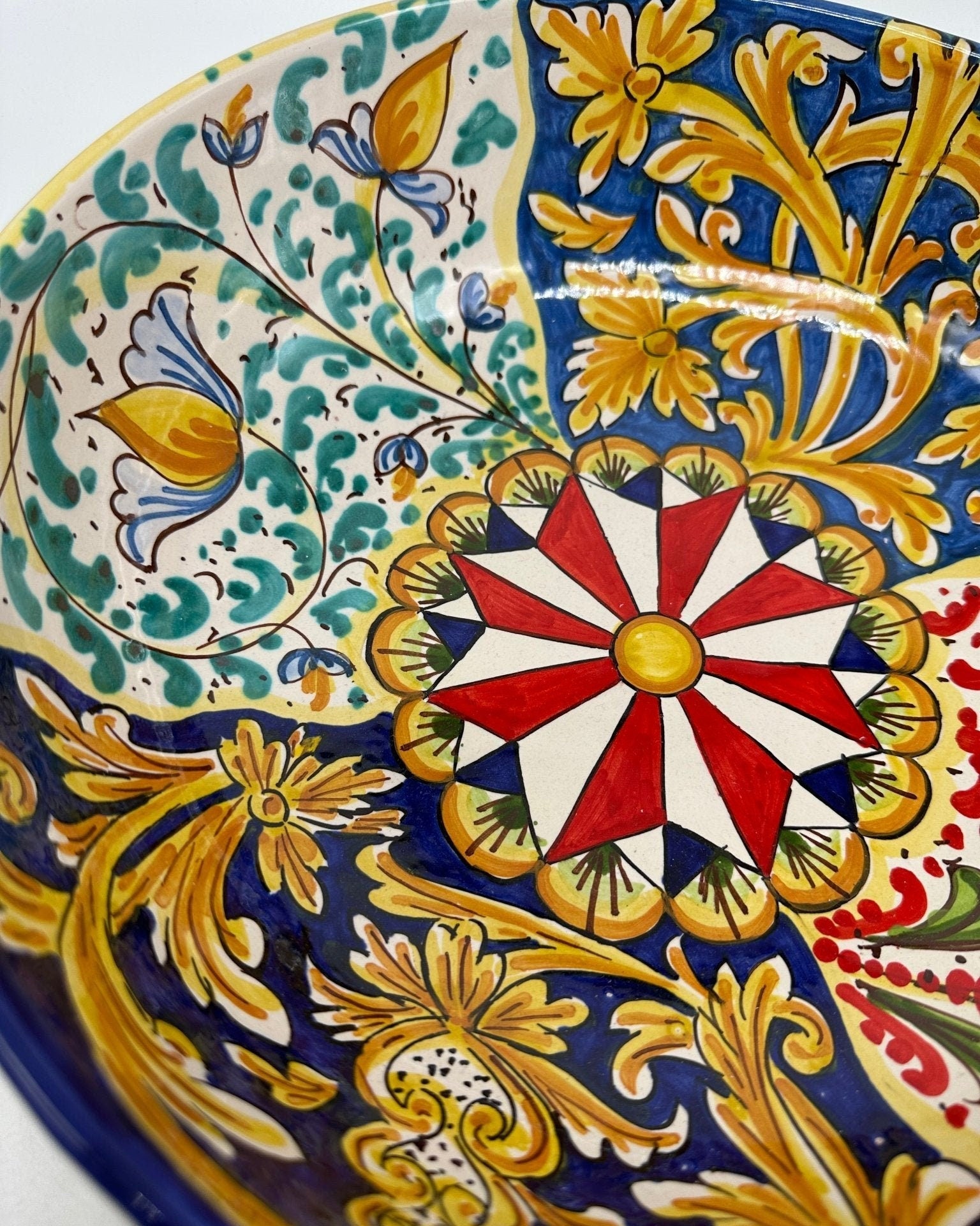 Ciotalo Vassoio Insalatiera Ceramica Caltagirone Diametro 30 cm Artigianale Decorata - DD CERAMICHE SICILIANE