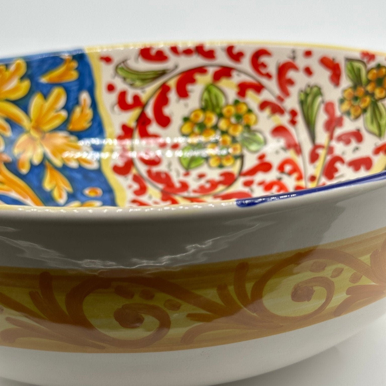 Ciotalo Vassoio Insalatiera Ceramica Caltagirone Diametro 30 cm Artigianale Decorata - DD CERAMICHE SICILIANE