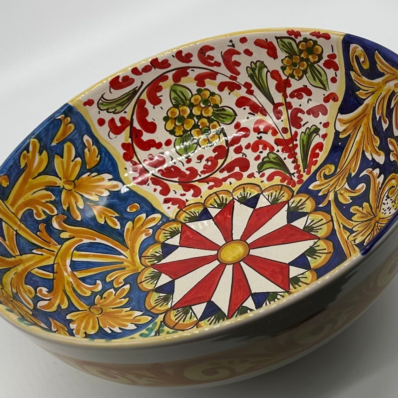 Ciotalo Vassoio Insalatiera Ceramica Caltagirone Diametro 30 cm Artigianale Decorata - DD CERAMICHE SICILIANE