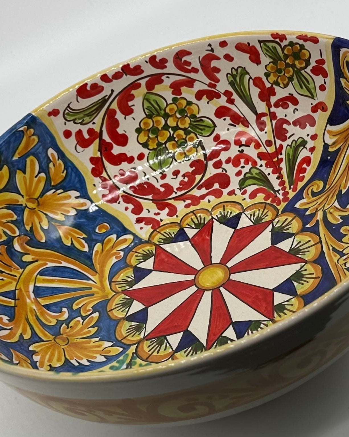 Ciotalo Vassoio Insalatiera Ceramica Caltagirone Diametro 30 cm Artigianale Decorata - DD CERAMICHE SICILIANE