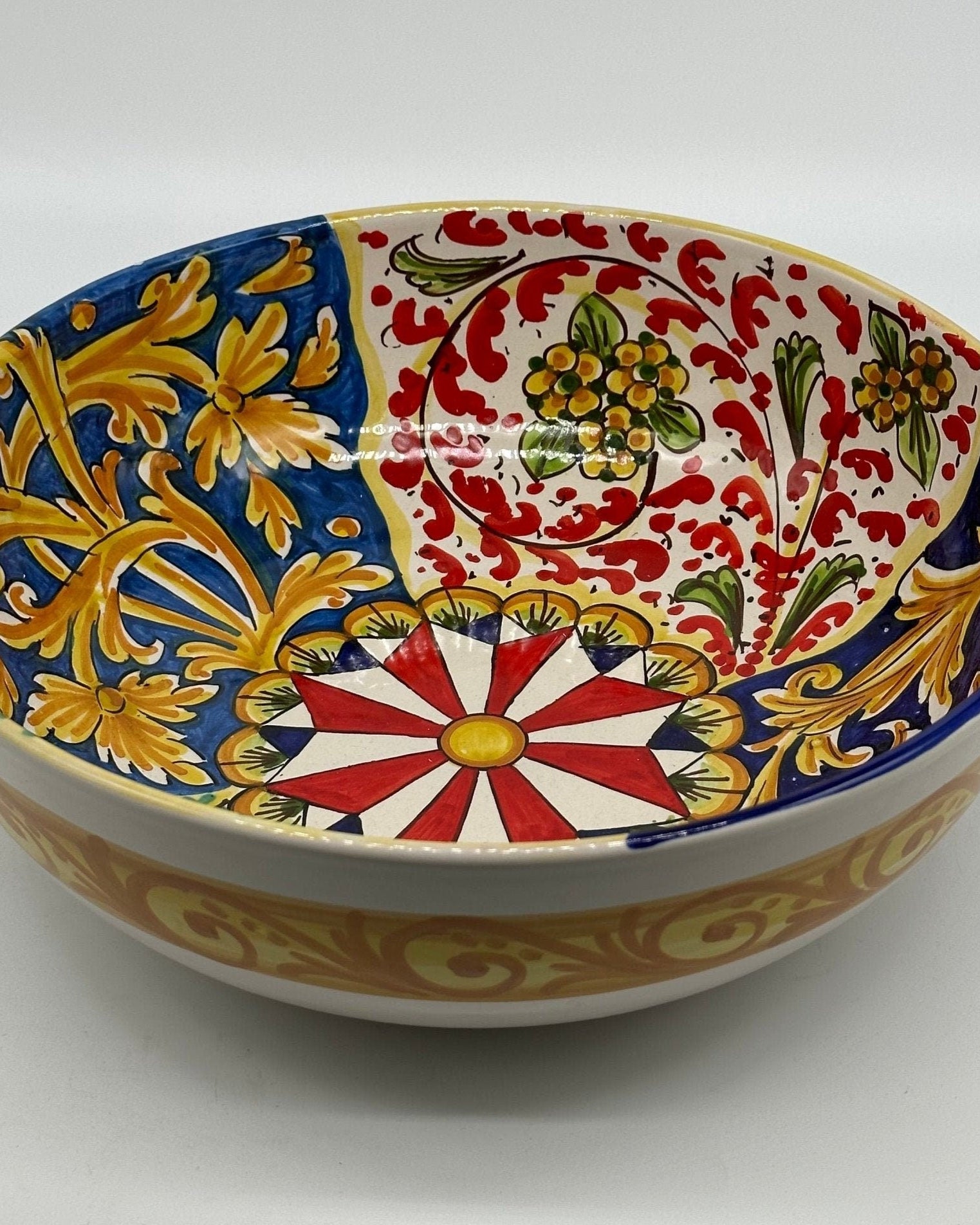 Ciotalo Vassoio Insalatiera Ceramica Caltagirone Diametro 30 cm Artigianale Decorata - DD CERAMICHE SICILIANE