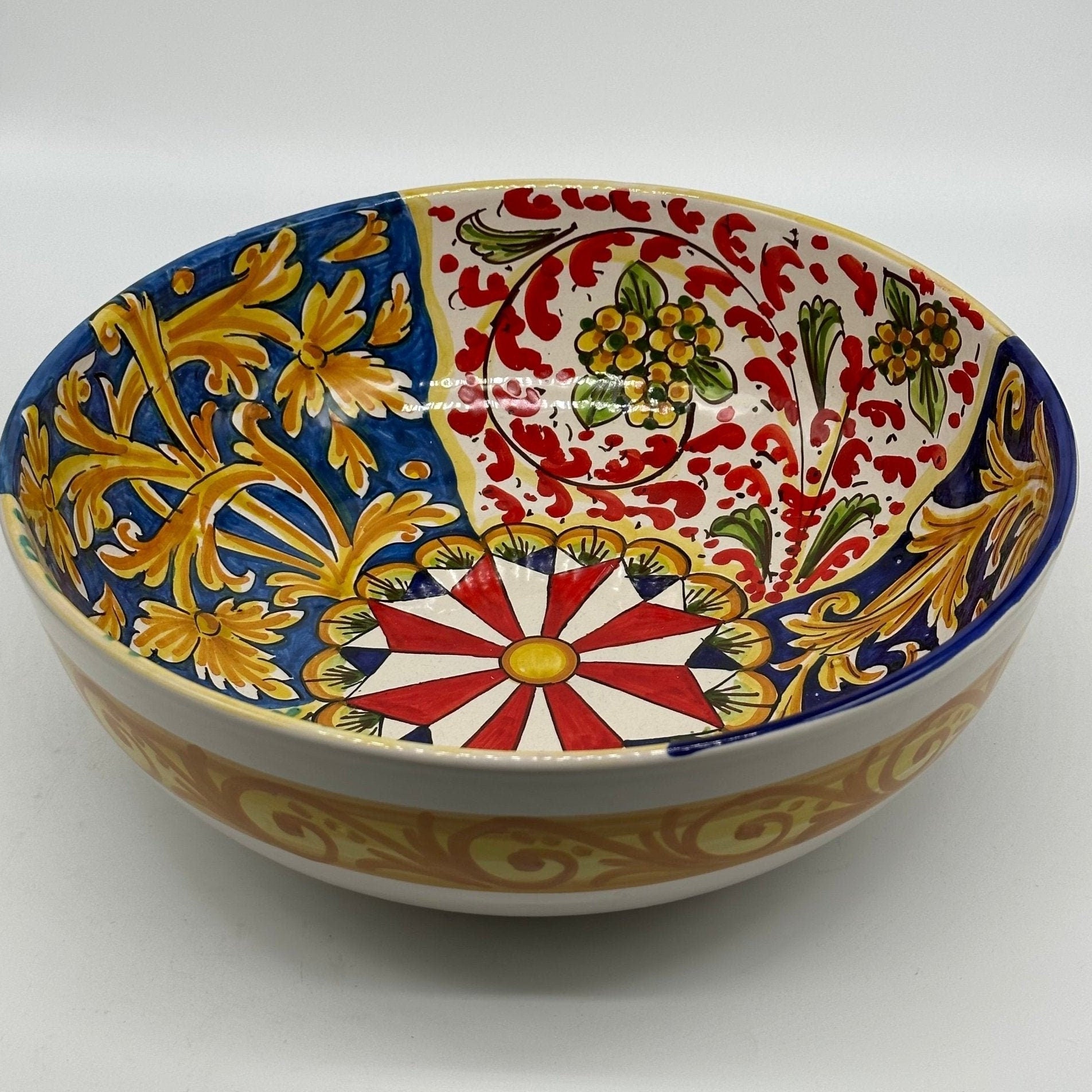 Ciotalo Vassoio Insalatiera Ceramica Caltagirone Diametro 30 cm Artigianale Decorata - DD CERAMICHE SICILIANE