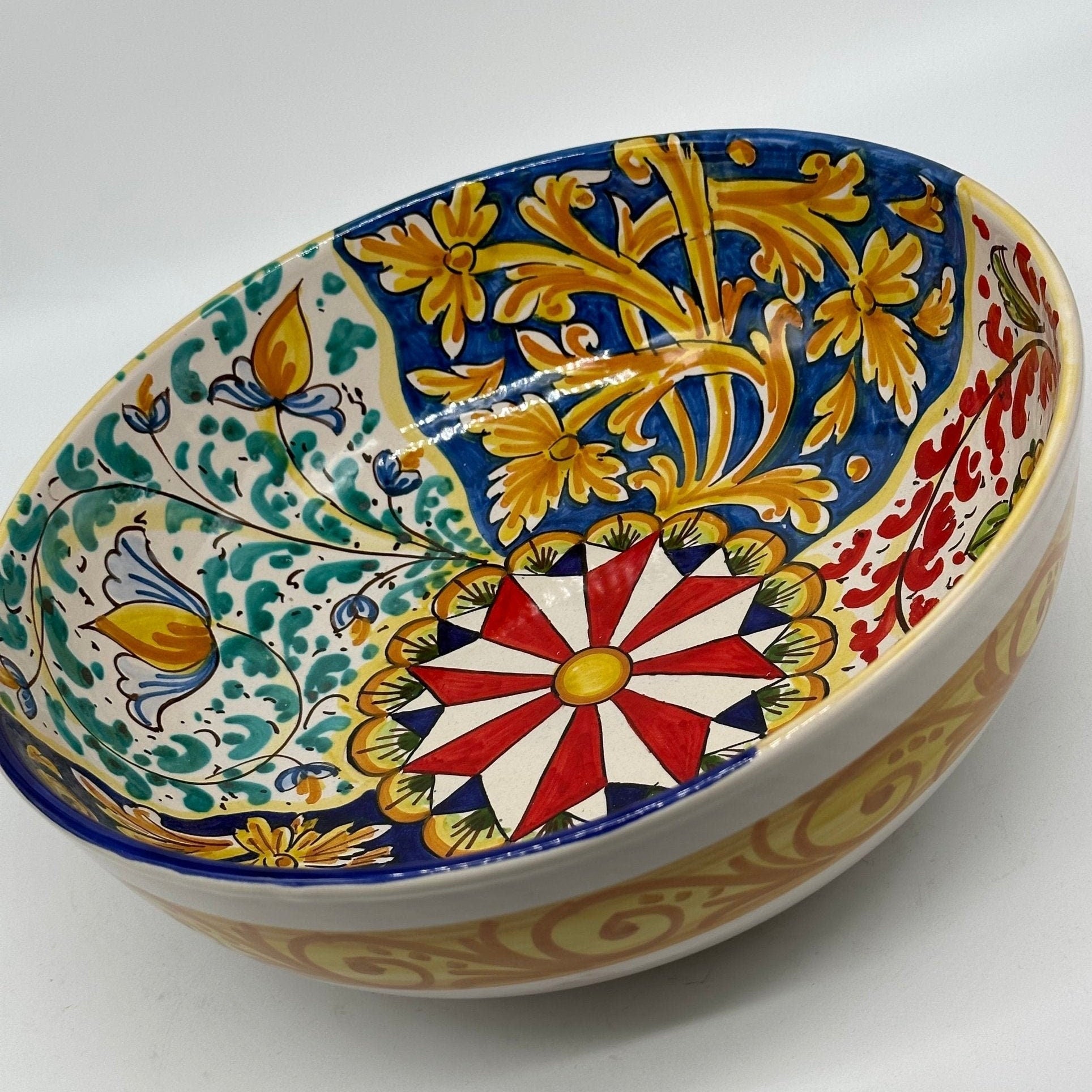 Ciotalo Vassoio Insalatiera Ceramica Caltagirone Diametro 30 cm Artigianale Decorata - DD CERAMICHE SICILIANE