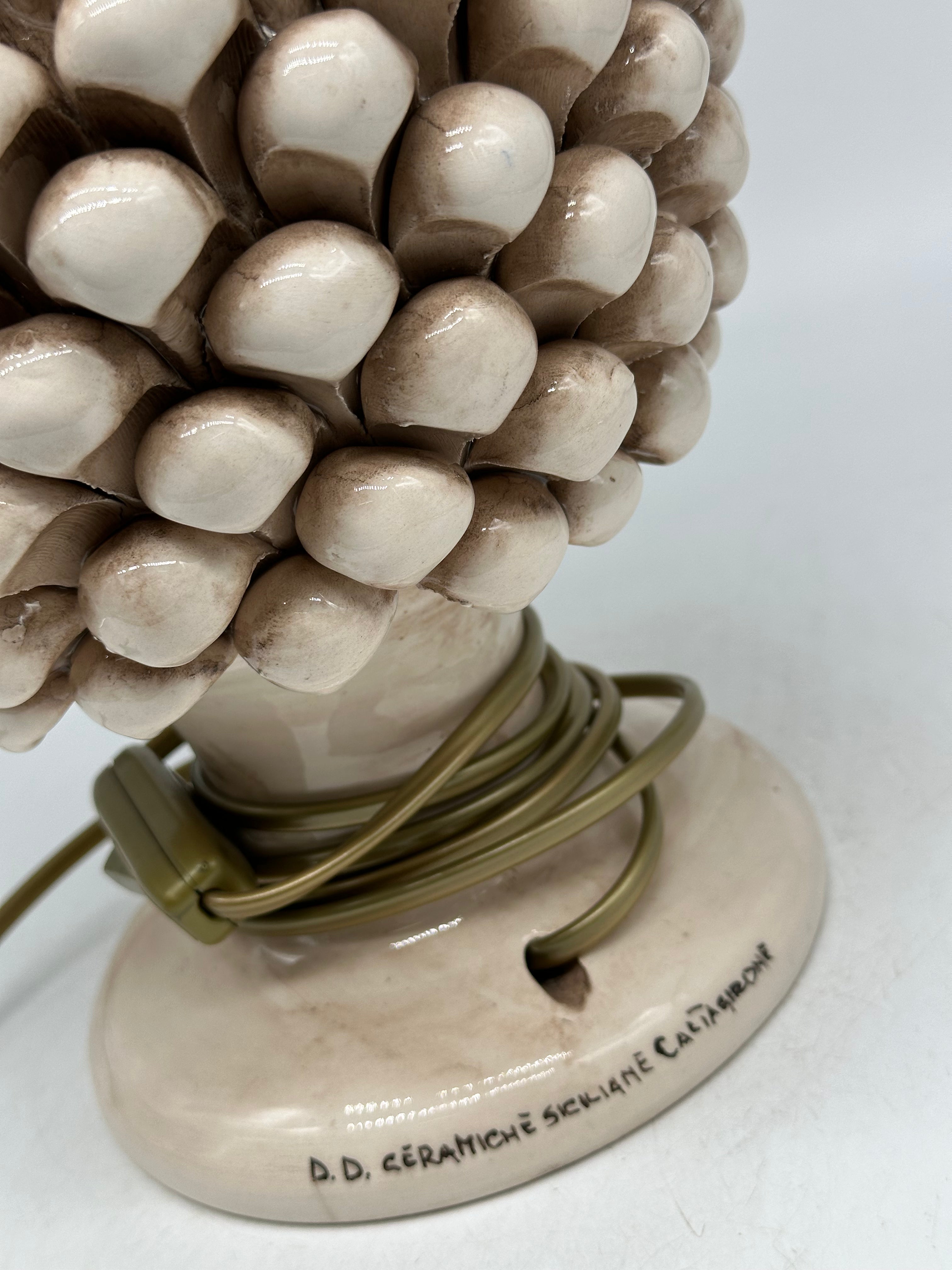 Lampada Pigna Ceramica Caltagirone cm H.30 Artigianale Beige - LAMPADE