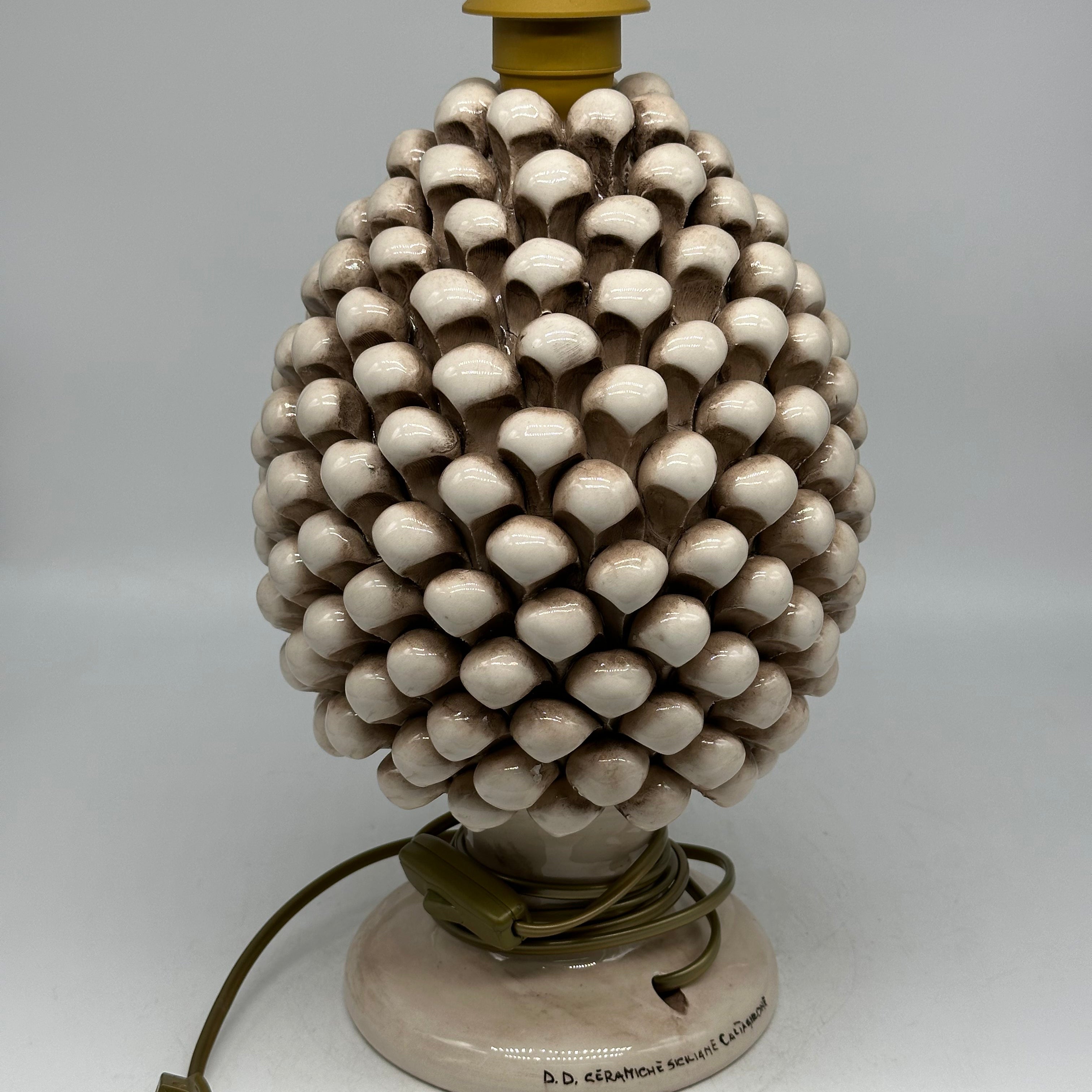 Lampada Pigna Ceramica Caltagirone cm H.30 Artigianale Beige - LAMPADE