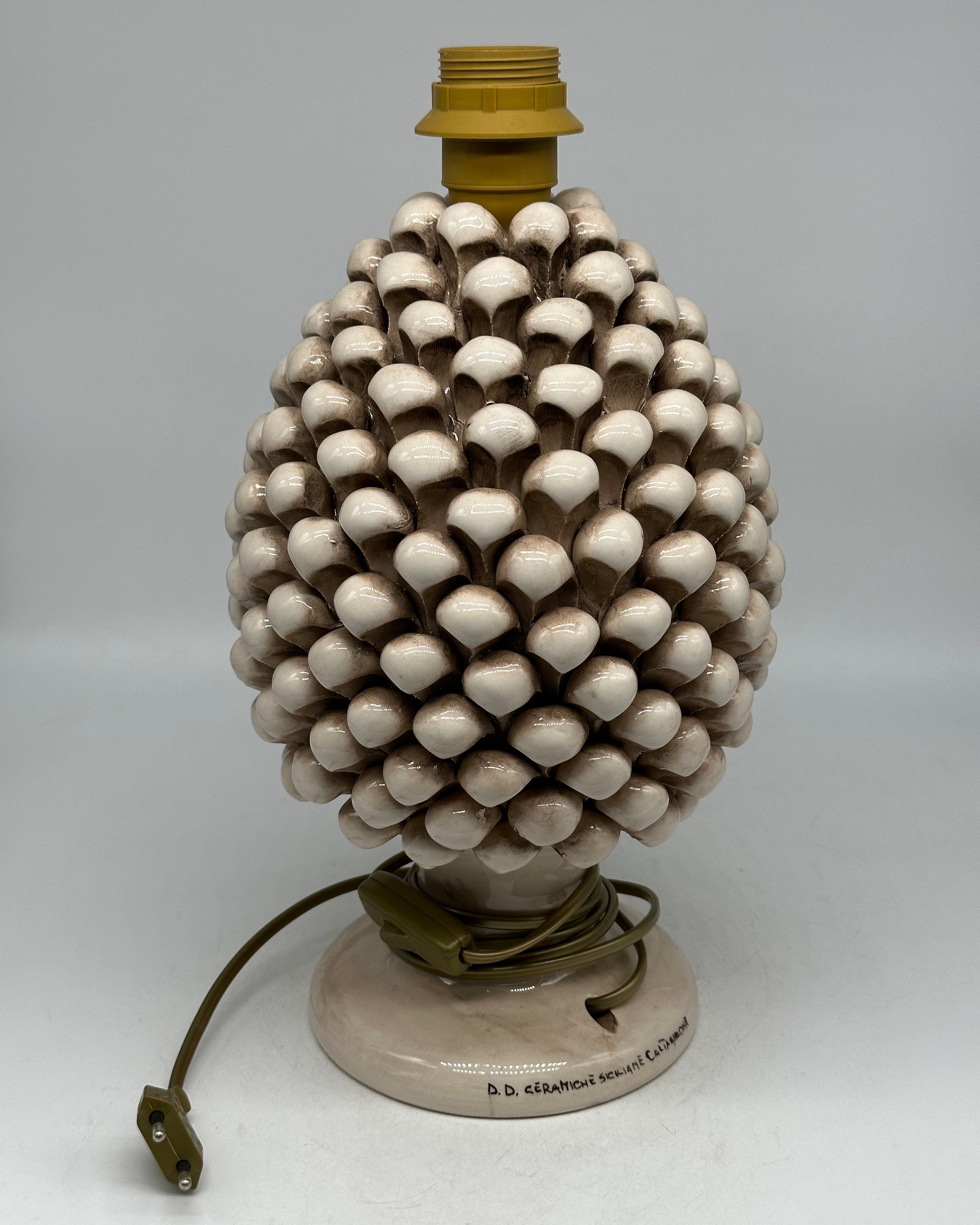 Lampada Pigna Ceramica Caltagirone cm H.30 Artigianale Beige - LAMPADE