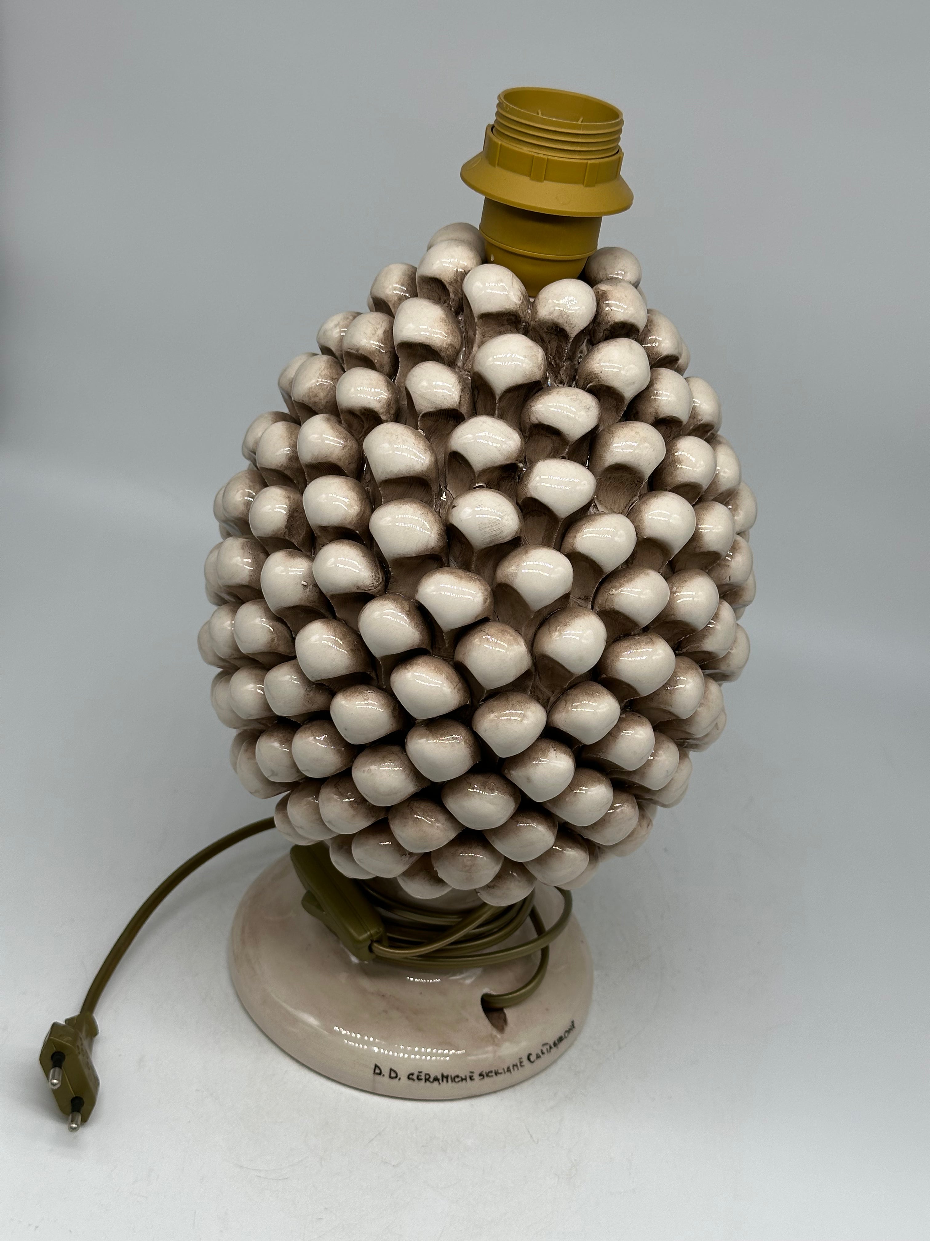 Lampada Pigna Ceramica Caltagirone cm H.30 Artigianale Beige - LAMPADE