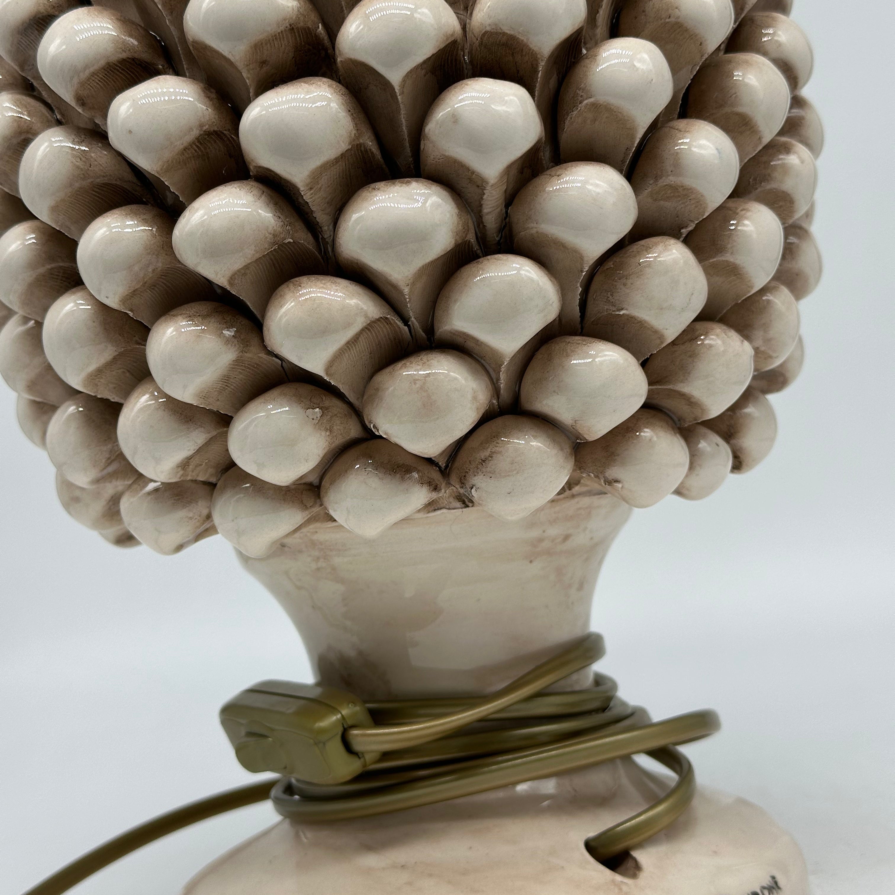 Lampada Pigna Ceramica Caltagirone cm H.30 Artigianale Beige - LAMPADE