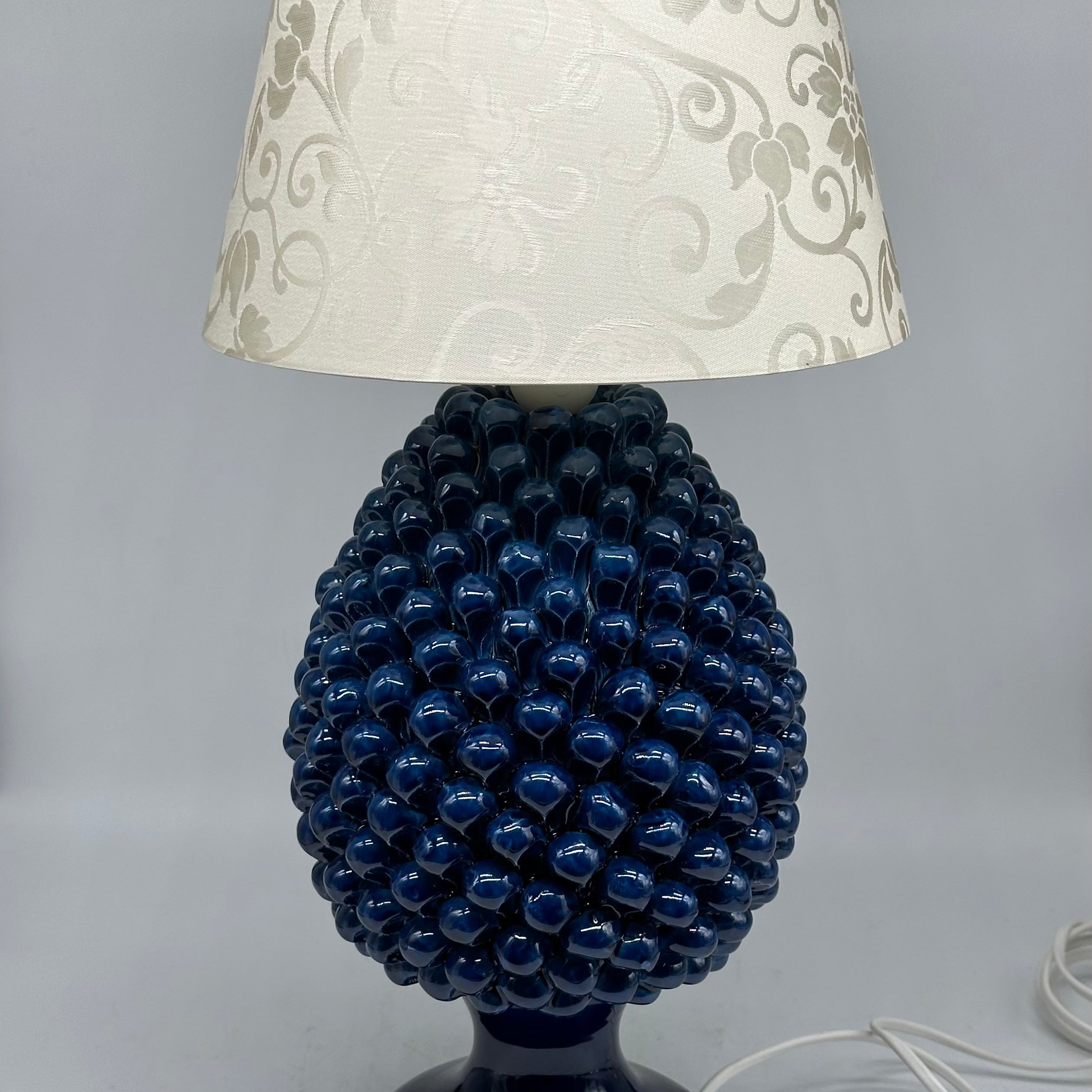 Lampada Pigna Ceramica Caltagirone cm H.30 Artigianale Blu - LAMPADA PIGNA