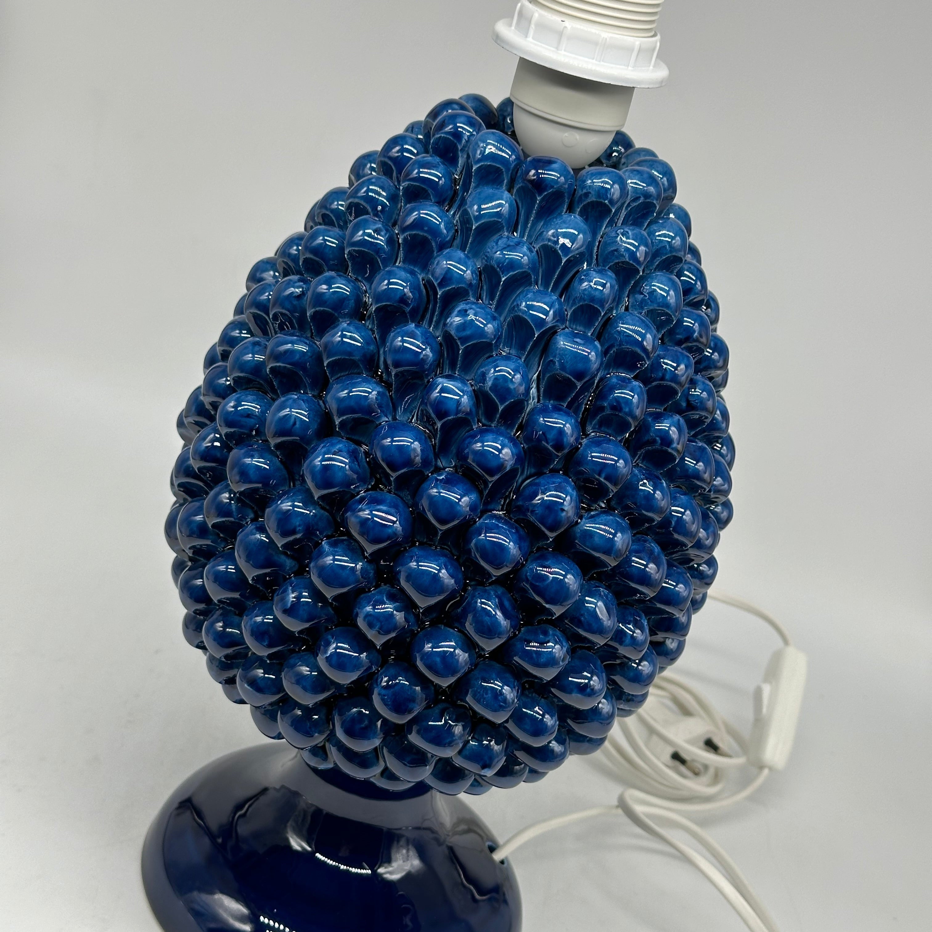Lampada Pigna Ceramica Caltagirone cm H.30 Artigianale Blu - LAMPADA PIGNA