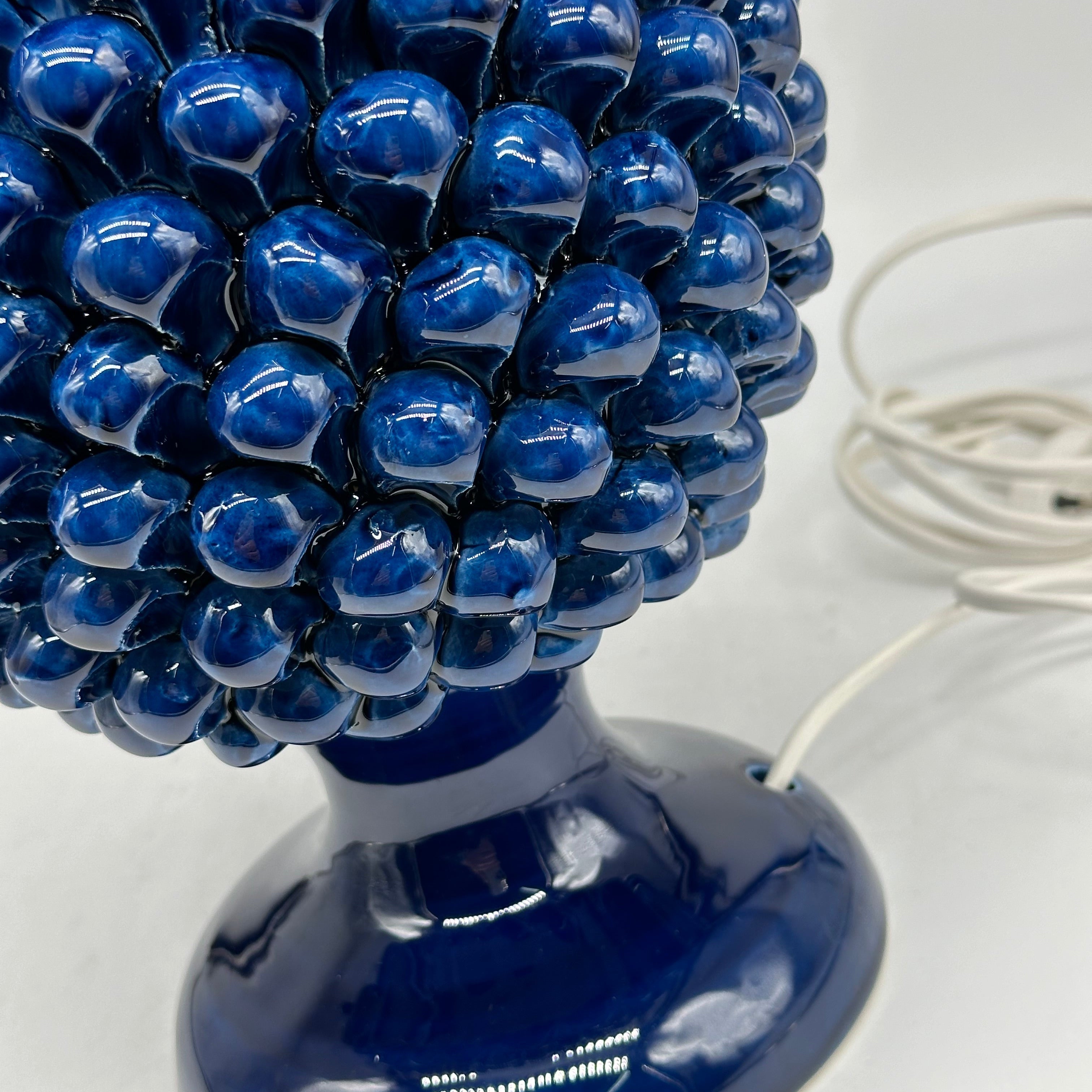 Lampada Pigna Ceramica Caltagirone cm H.30 Artigianale Blu - LAMPADA PIGNA