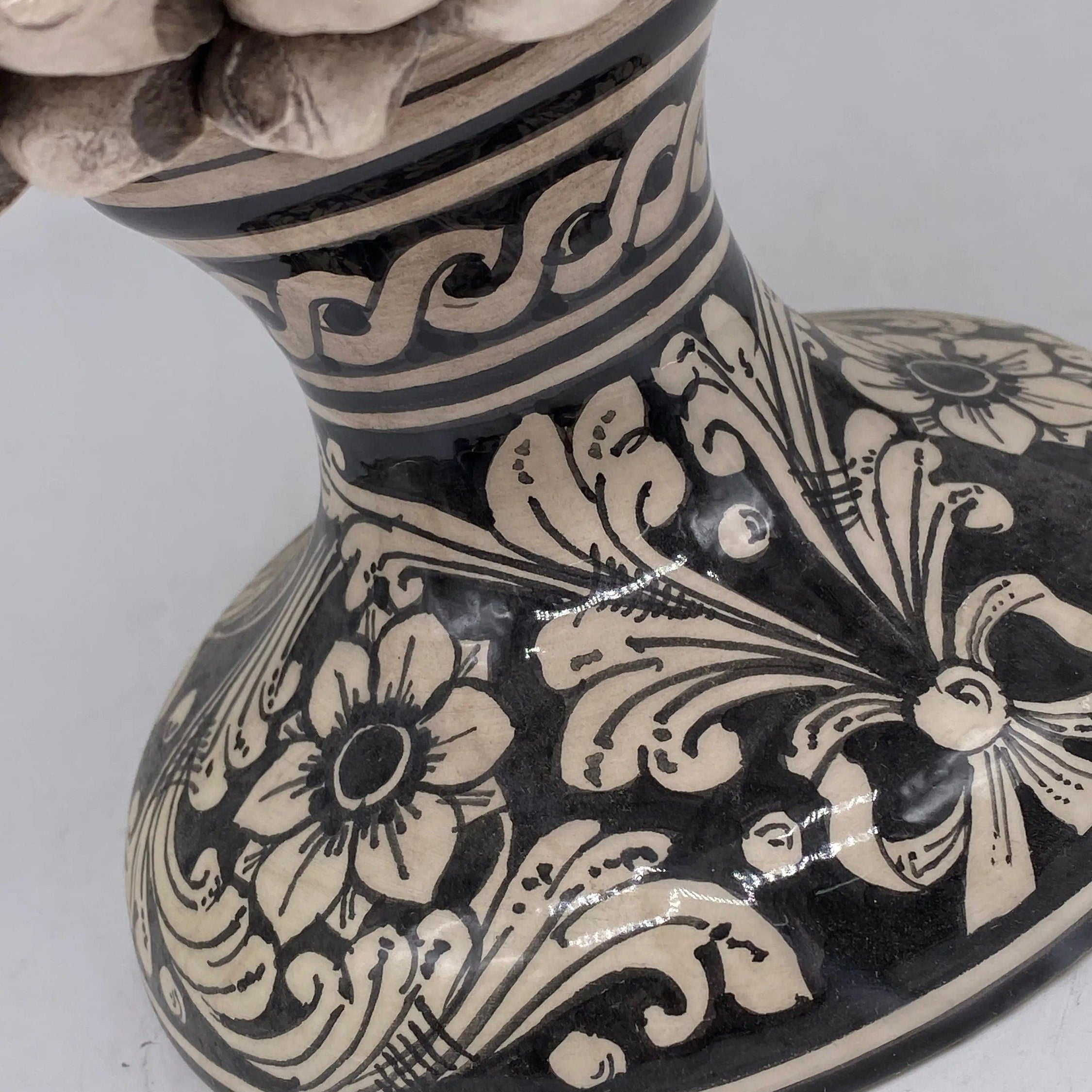 Lampada Pigna Ceramica Caltagirone cm H.30 Artigianale Écru Base Decorata DD CERAMICHE SICILIANE