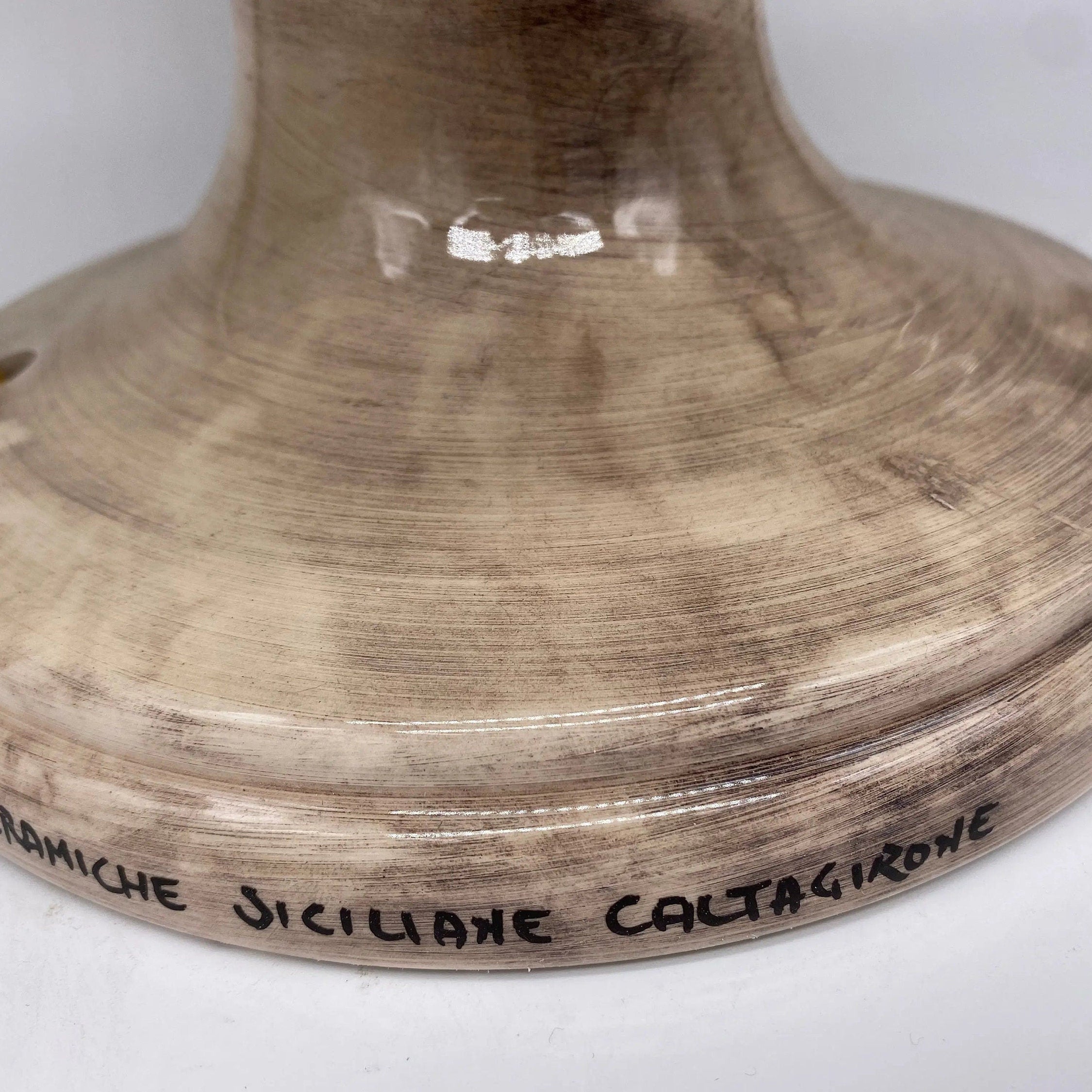 Lampada Pigna Ceramica Caltagirone cm H.40 Artigianale Beige Écru DD CERAMICHE SICILIANE