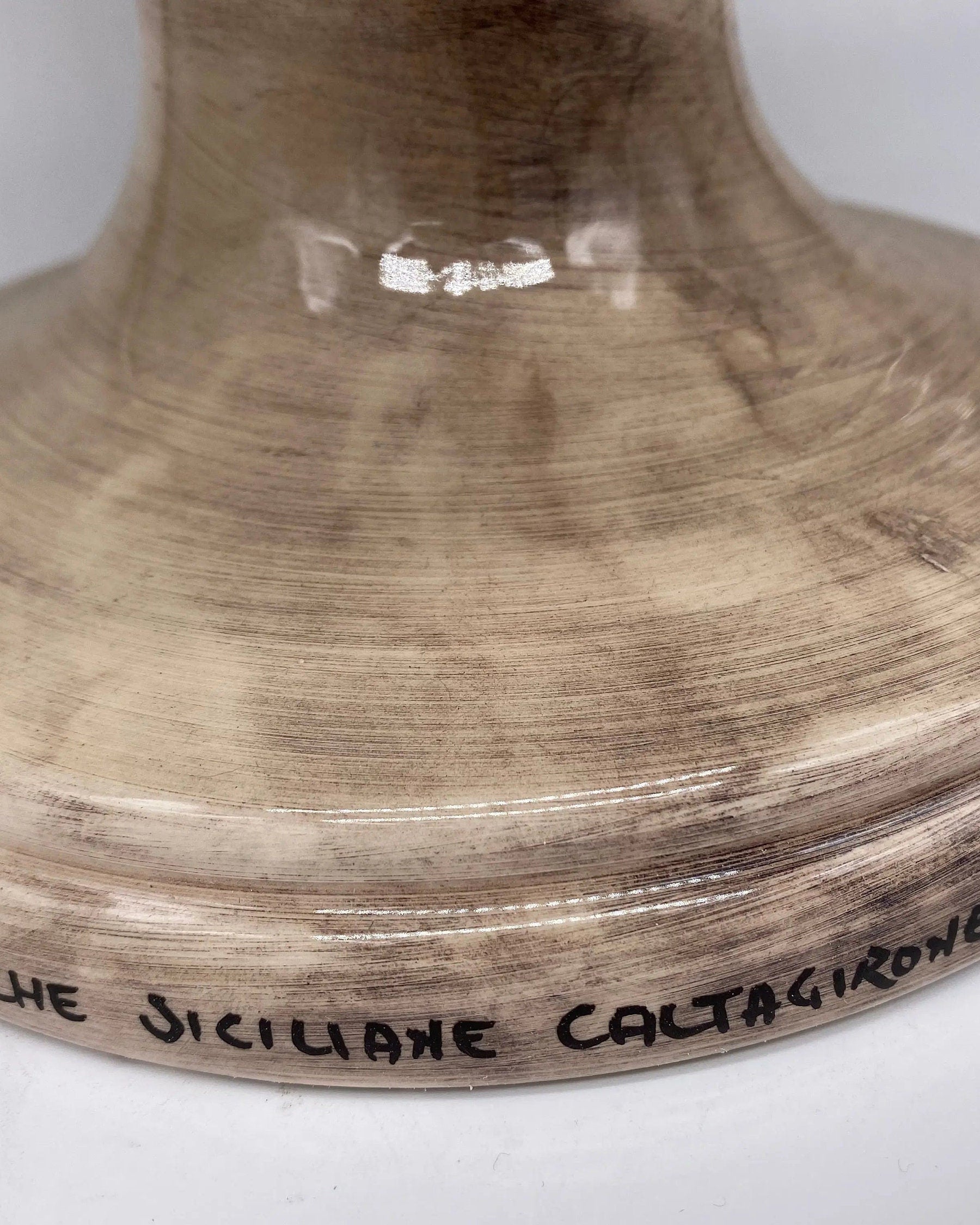 Lampada Pigna Ceramica Caltagirone cm H.40 Artigianale Beige Écru DD CERAMICHE SICILIANE