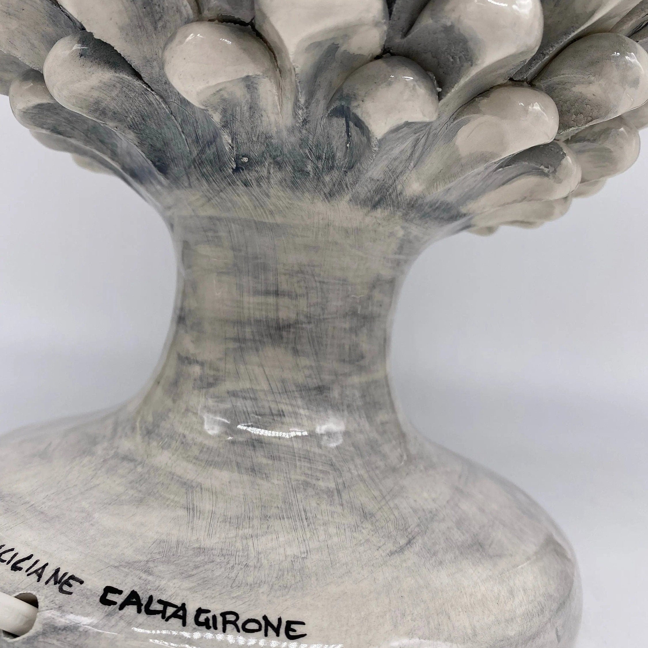 Lampada Pigna Ceramica Caltagirone cm H.40 Artigianale Ghiaccio DD CERAMICHE SICILIANE