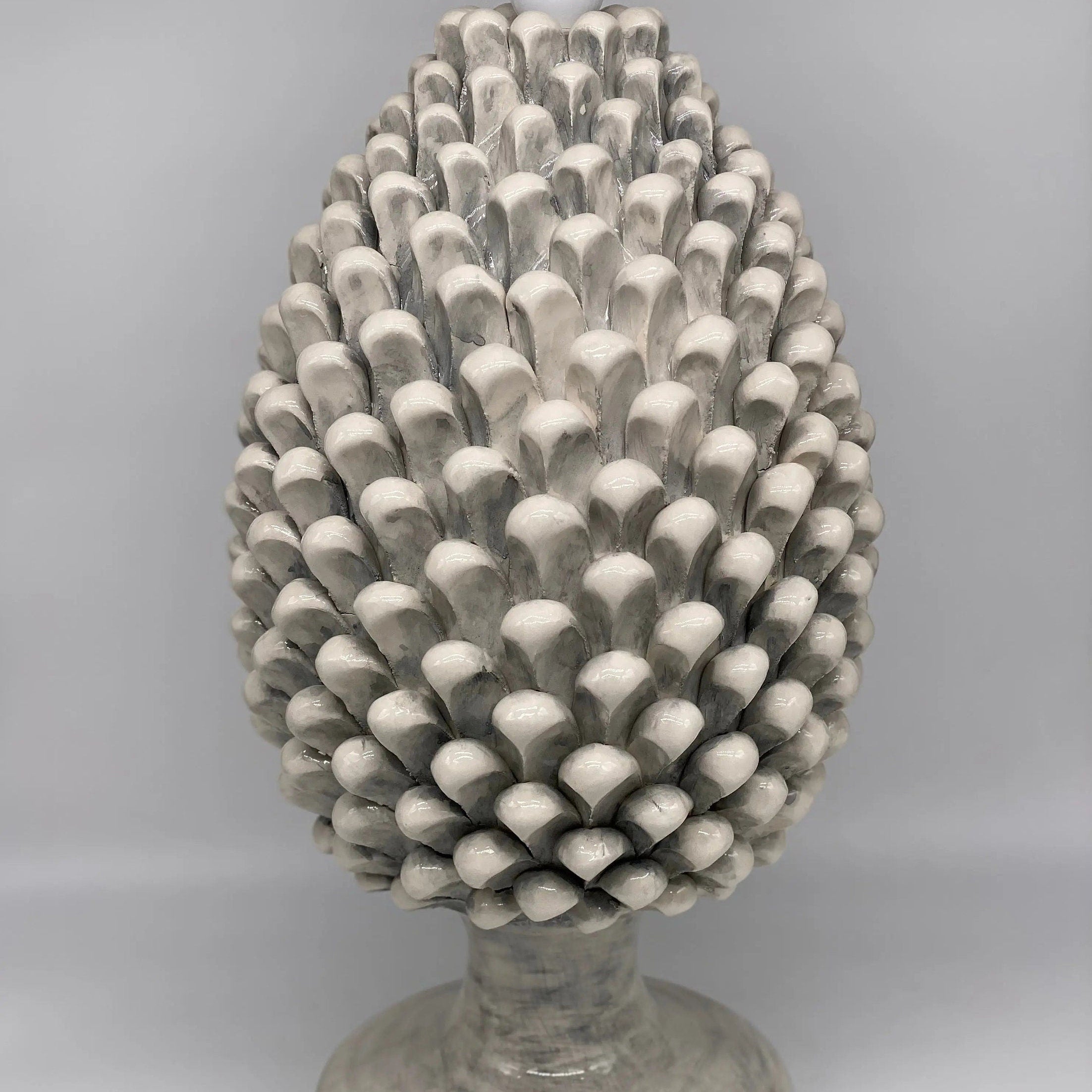Lampada Pigna Ceramica Caltagirone cm H.40 Artigianale Ghiaccio DD CERAMICHE SICILIANE