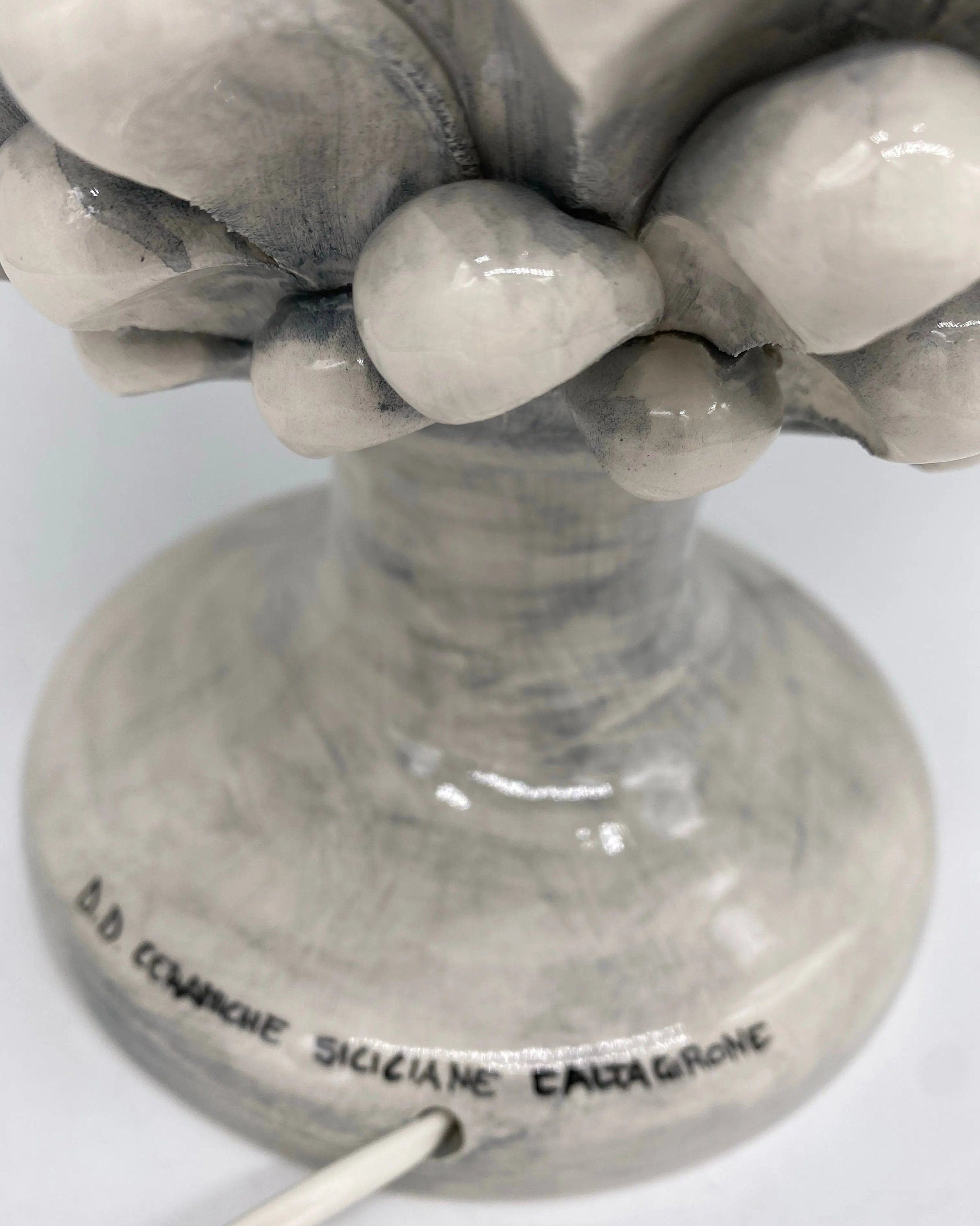 Lampada Pigna Ceramica Caltagirone cm H.40 Artigianale Ghiaccio DD CERAMICHE SICILIANE