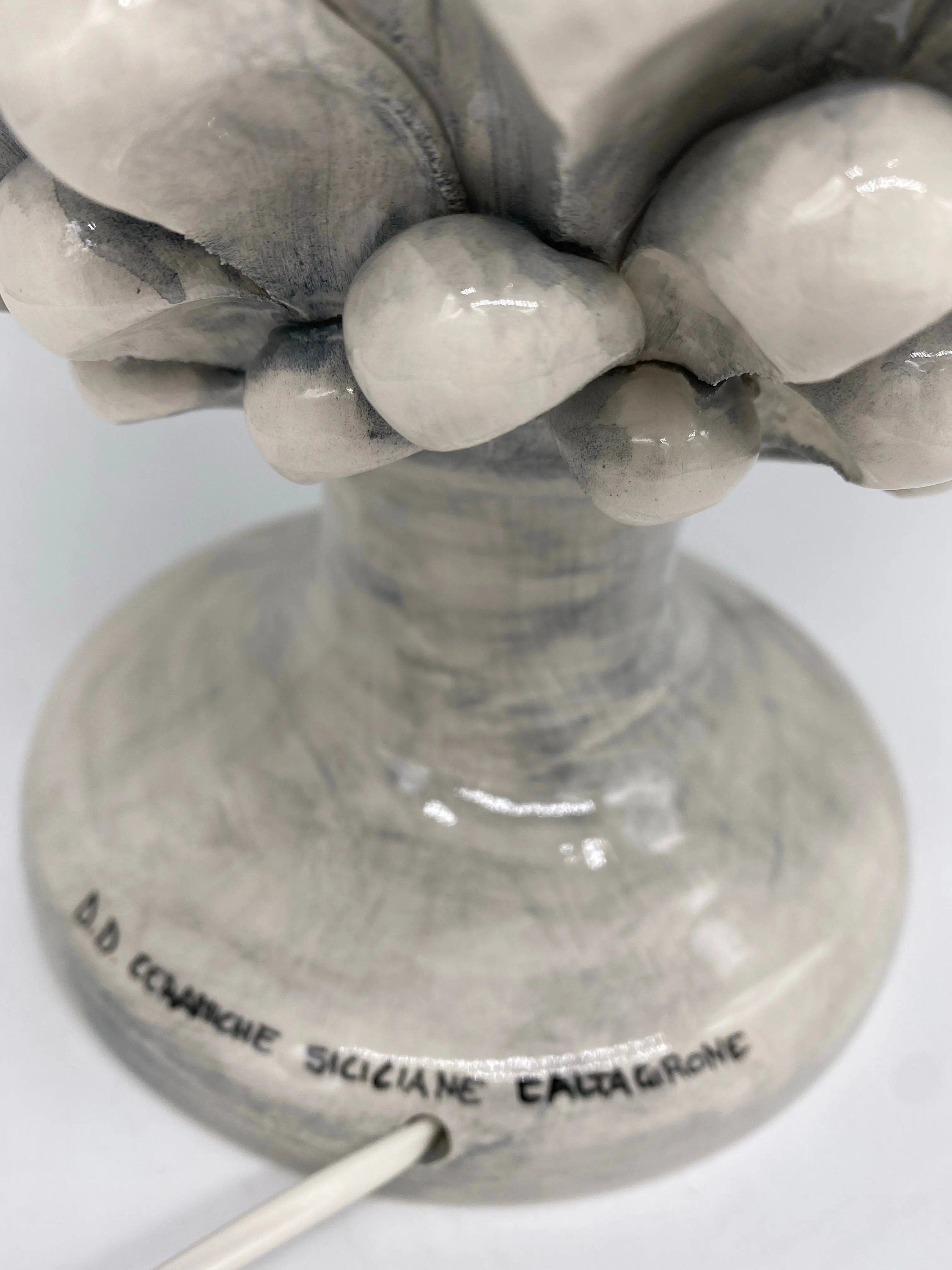Lampada Pigna Ceramica Caltagirone cm H.40 Artigianale Ghiaccio DD CERAMICHE SICILIANE