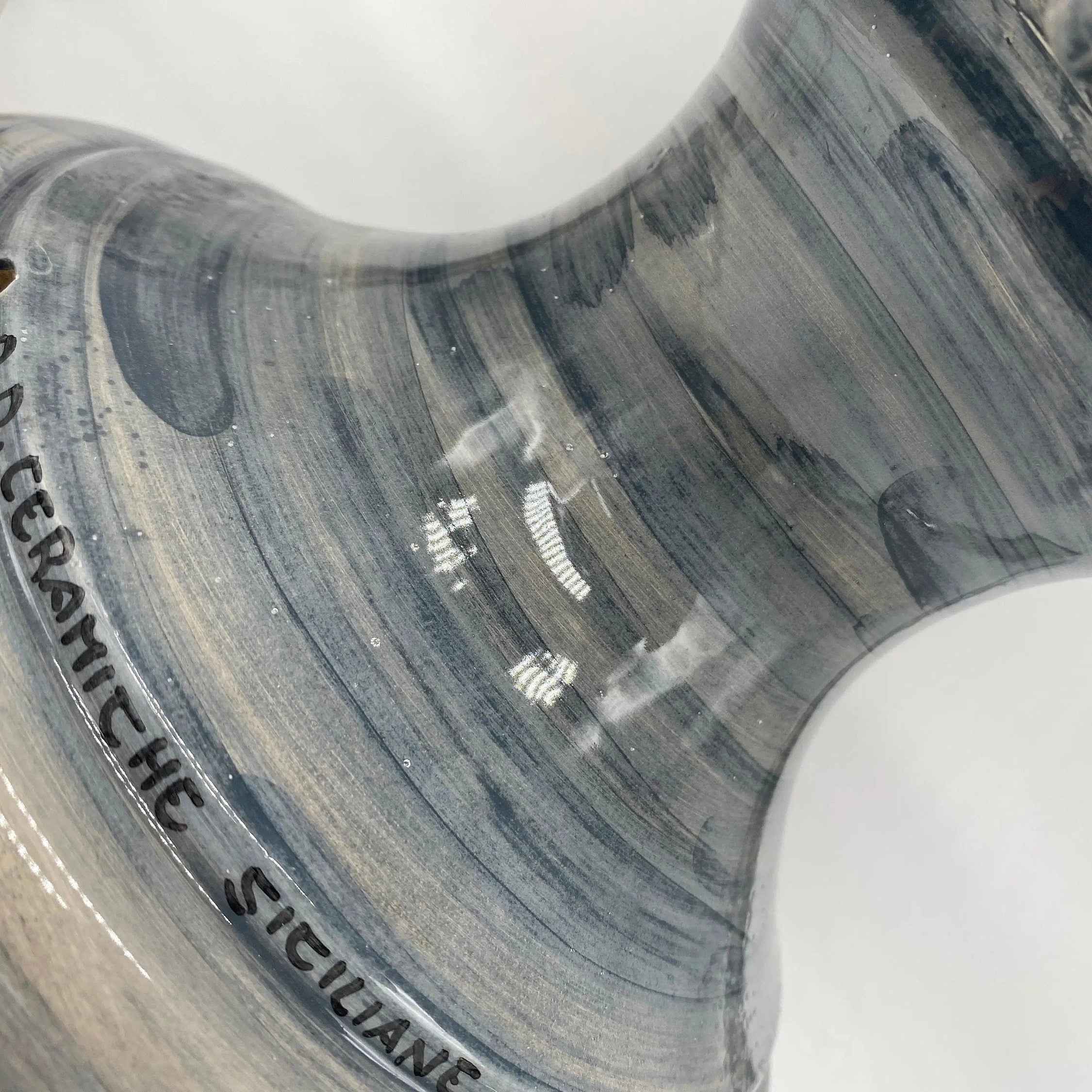 Lampada Pigna Ceramica Caltagirone cm H.40 Artigianale Grigio DD CERAMICHE SICILIANE