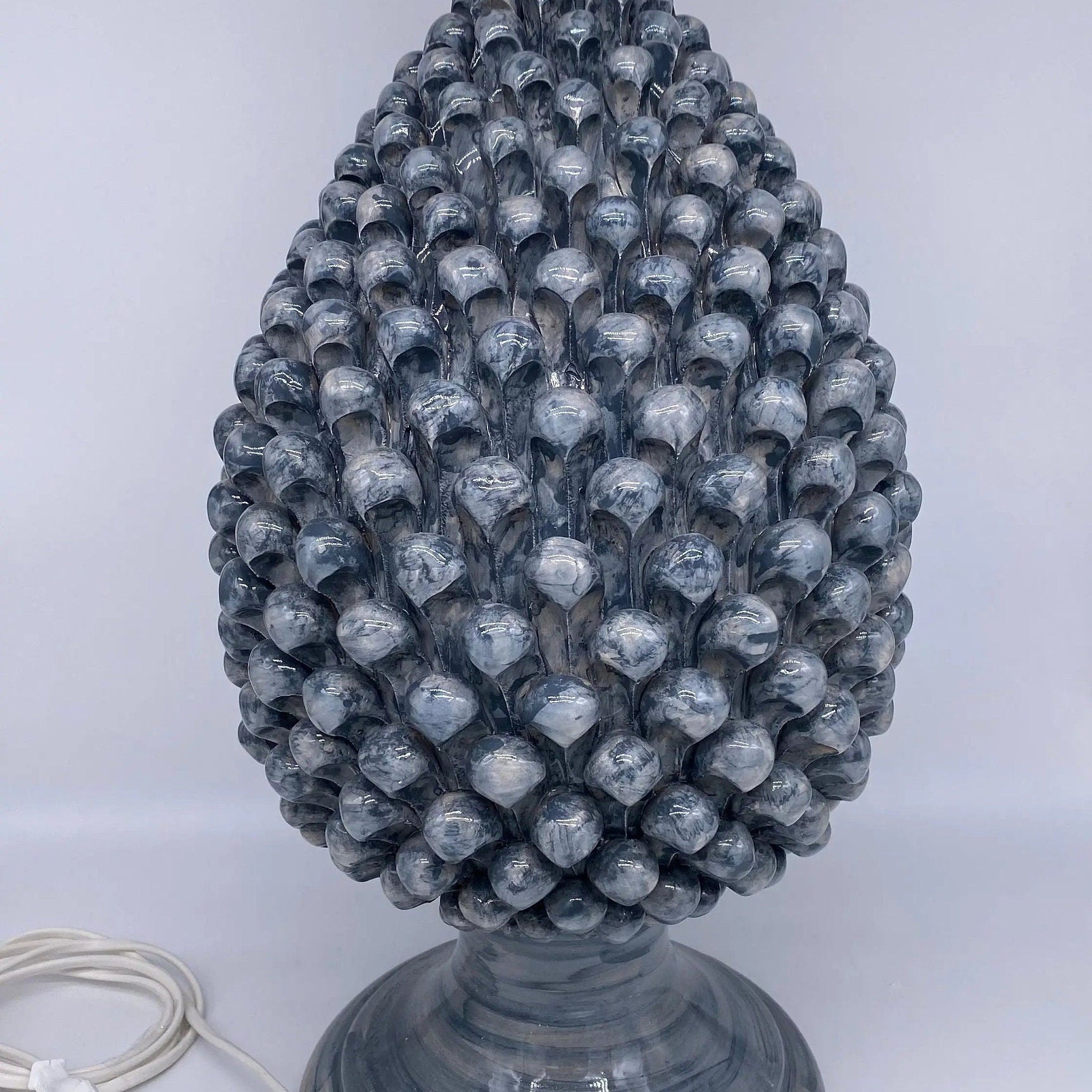 Lampada Pigna Ceramica Caltagirone cm H.40 Artigianale Grigio DD CERAMICHE SICILIANE