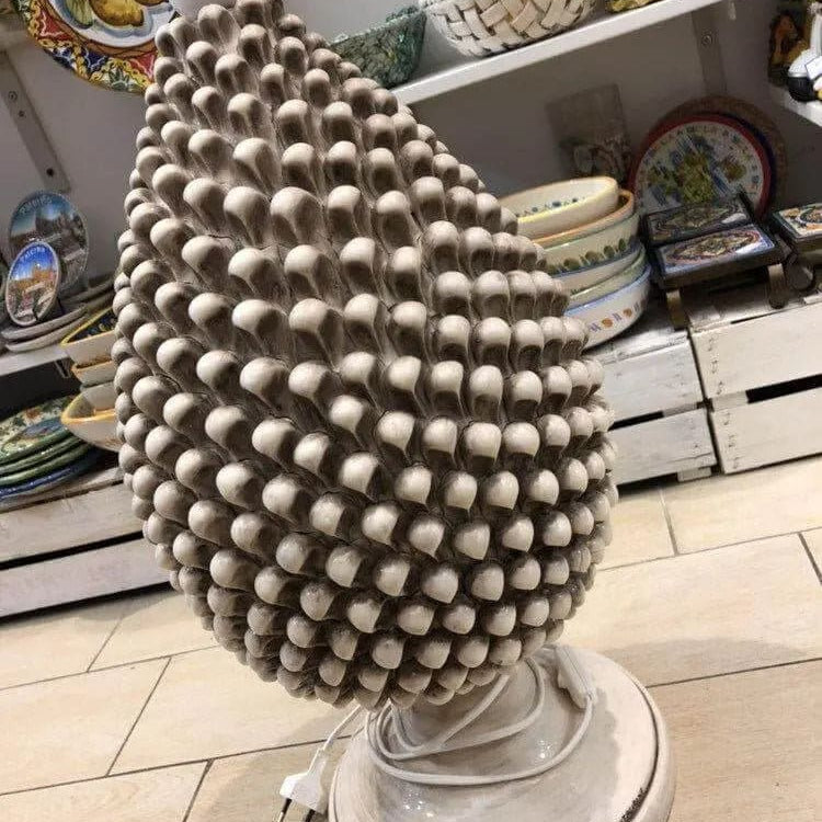 Lampada Pigna Ceramica Caltagirone cm H.50 Artigianale Beige Écru DD CERAMICHE SICILIANE
