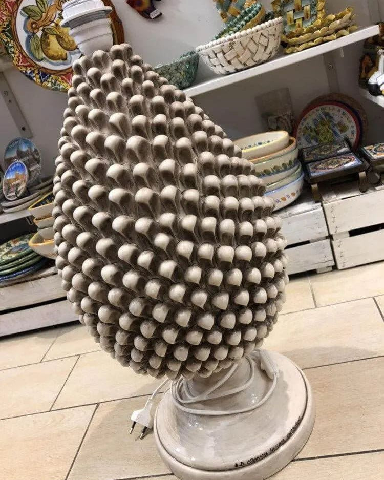Lampada Pigna Ceramica Caltagirone cm H.50 Artigianale Beige Écru DD CERAMICHE SICILIANE