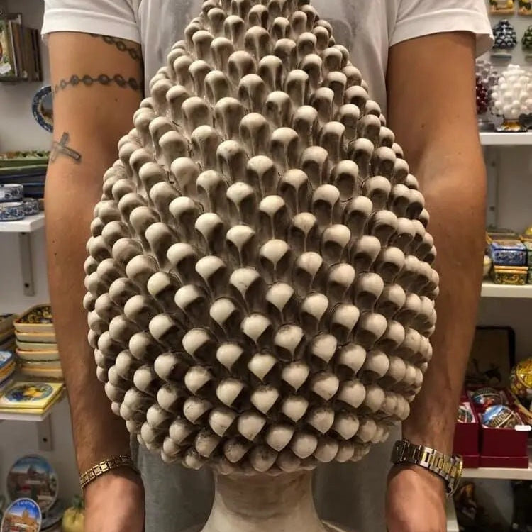 Lampada Pigna Ceramica Caltagirone cm H.50 Artigianale Beige Écru DD CERAMICHE SICILIANE