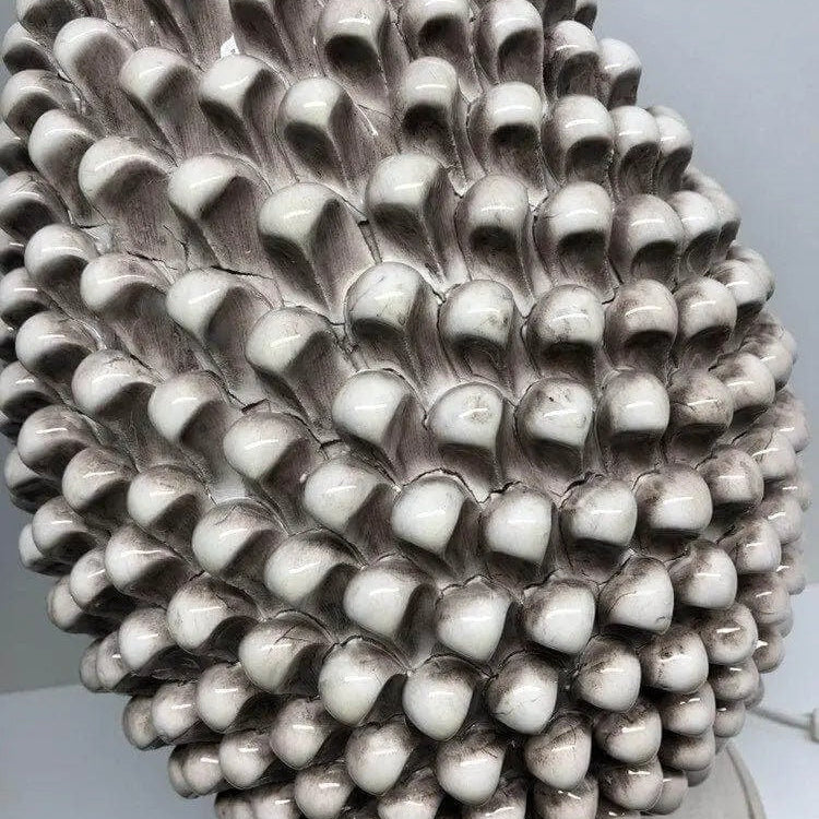 Lampada Pigna Ceramica Caltagirone cm H.50 Artigianale Beige Écru DD CERAMICHE SICILIANE