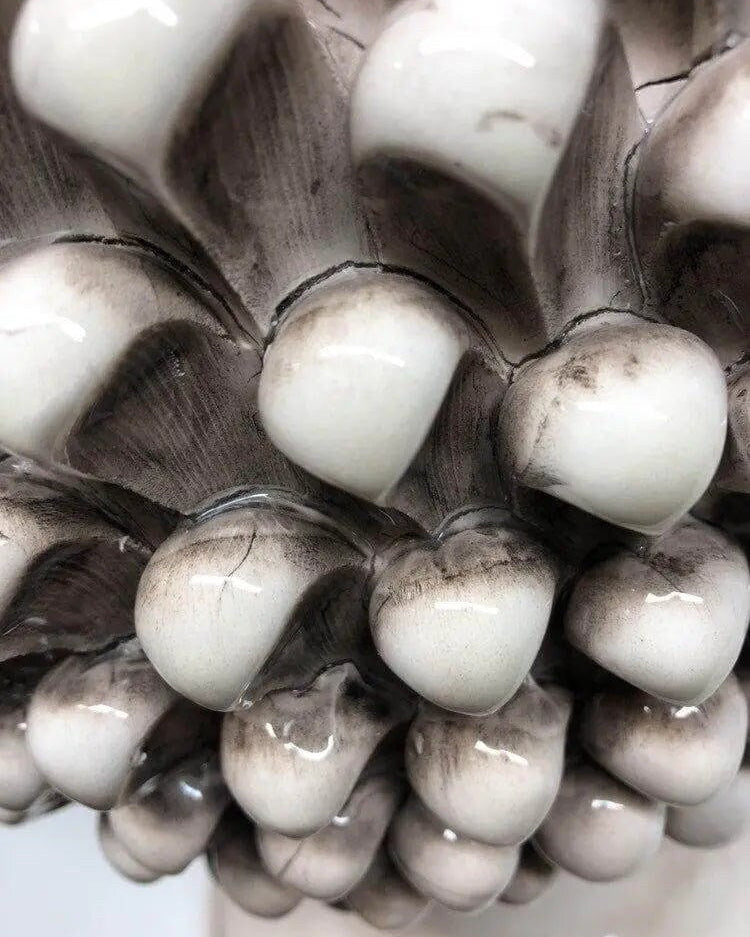 Lampada Pigna Ceramica Caltagirone cm H.50 Artigianale Beige Écru DD CERAMICHE SICILIANE