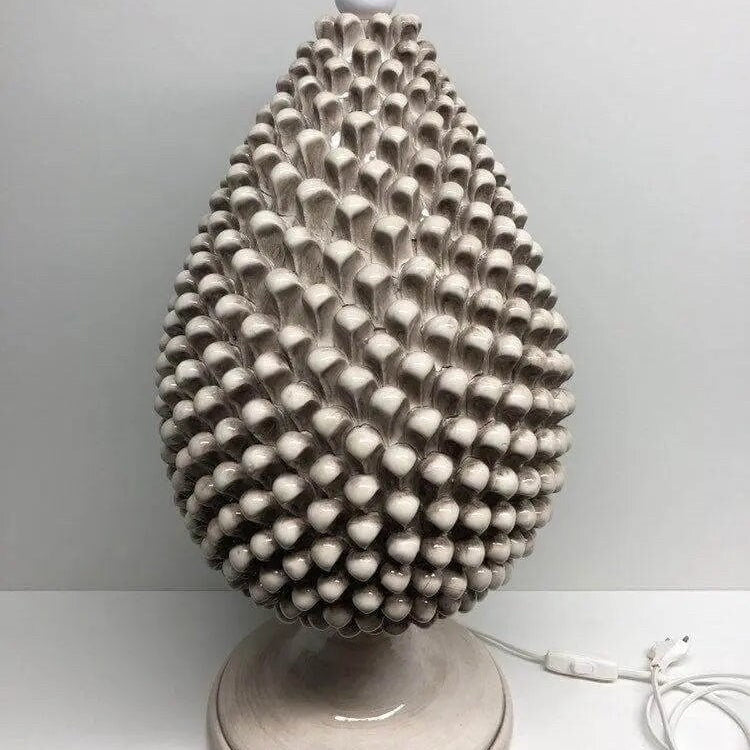 Lampada Pigna Ceramica Caltagirone cm H.50 Artigianale Beige Écru DD CERAMICHE SICILIANE