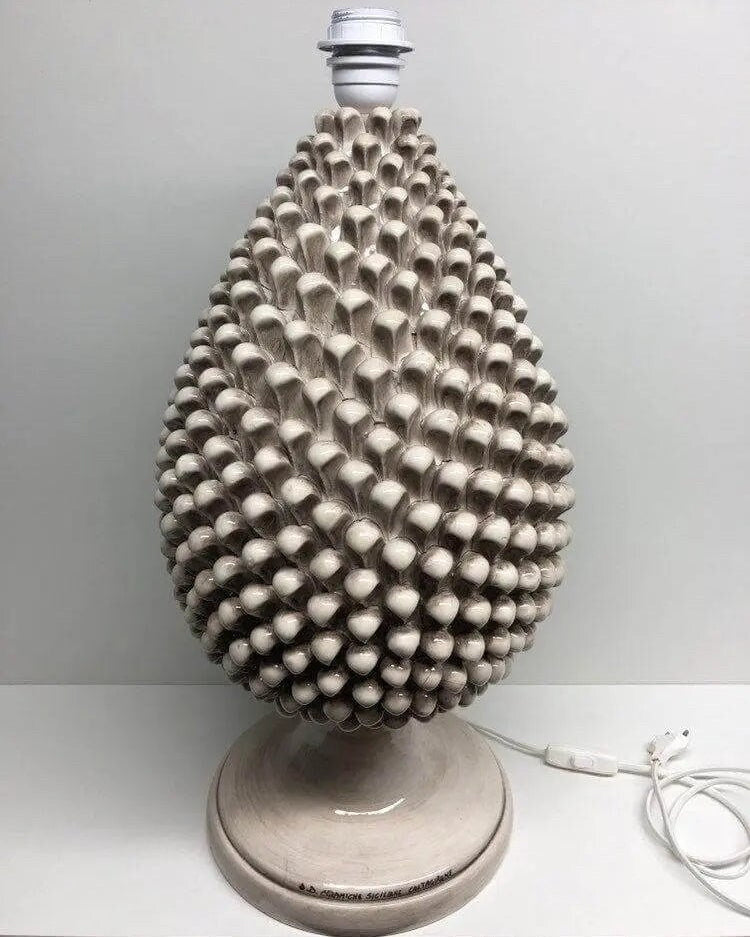 Lampada Pigna Ceramica Caltagirone cm H.50 Artigianale Beige Écru DD CERAMICHE SICILIANE