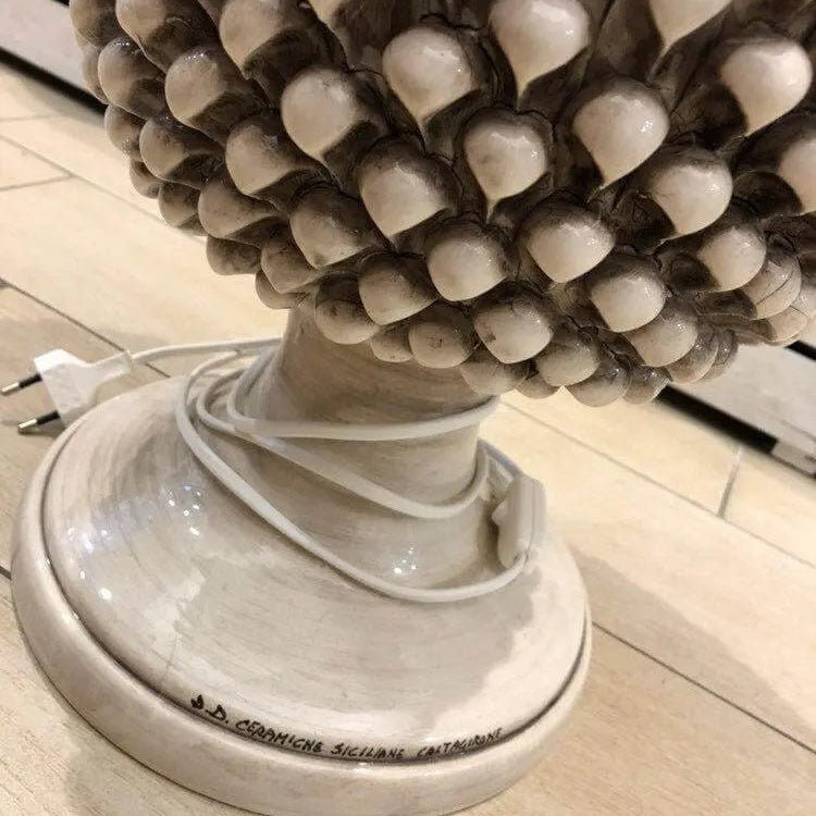 Lampada Pigna Ceramica Caltagirone cm H.50 Artigianale Beige Écru DD CERAMICHE SICILIANE