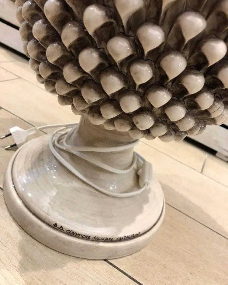 Lampada Pigna Ceramica Caltagirone cm H.50 Artigianale Beige Écru DD CERAMICHE SICILIANE