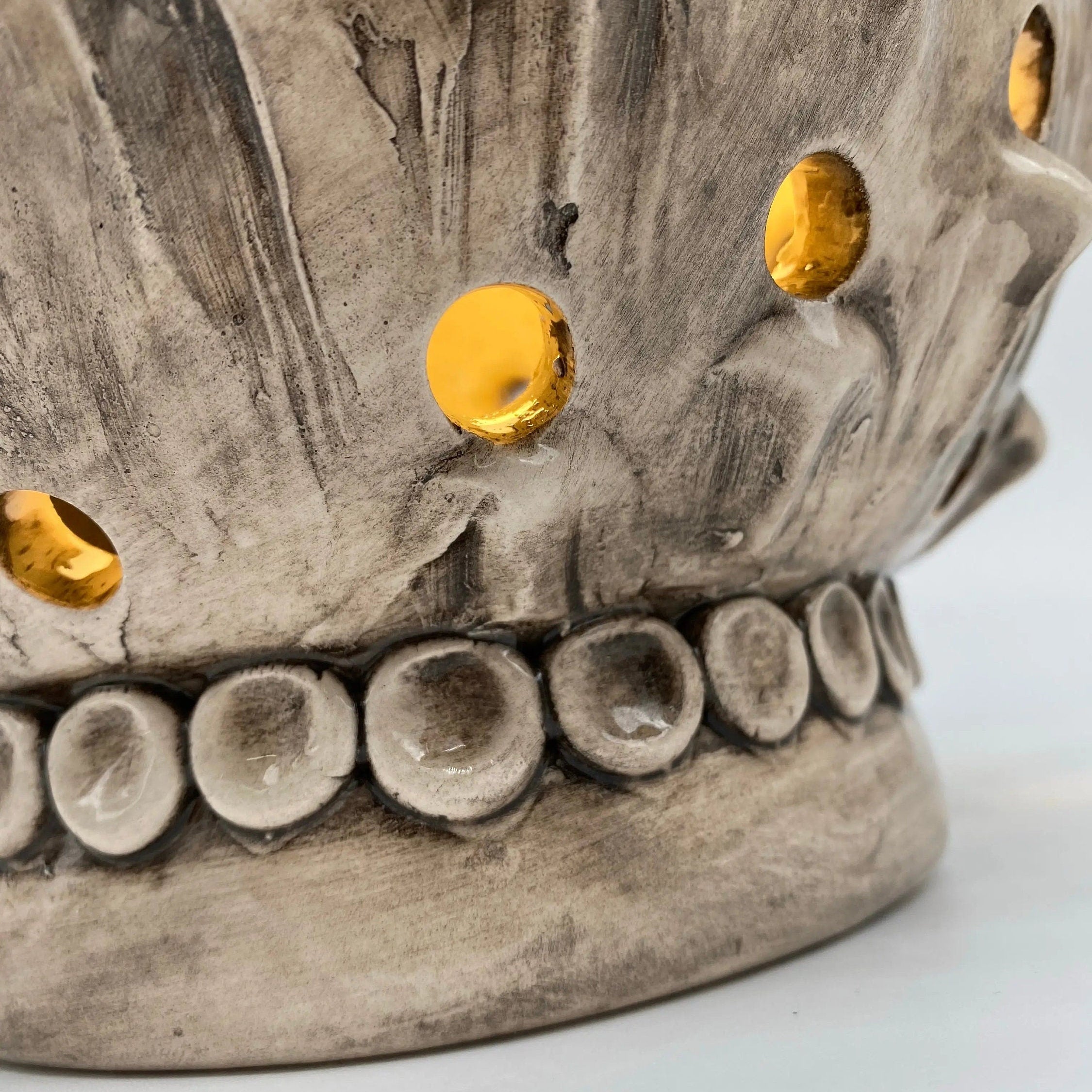 Lampada Pigna traforata Ceramica Caltagirone cm H.35 L.23 Artigianale Beige Écru DD CERAMICHE SICILIANE