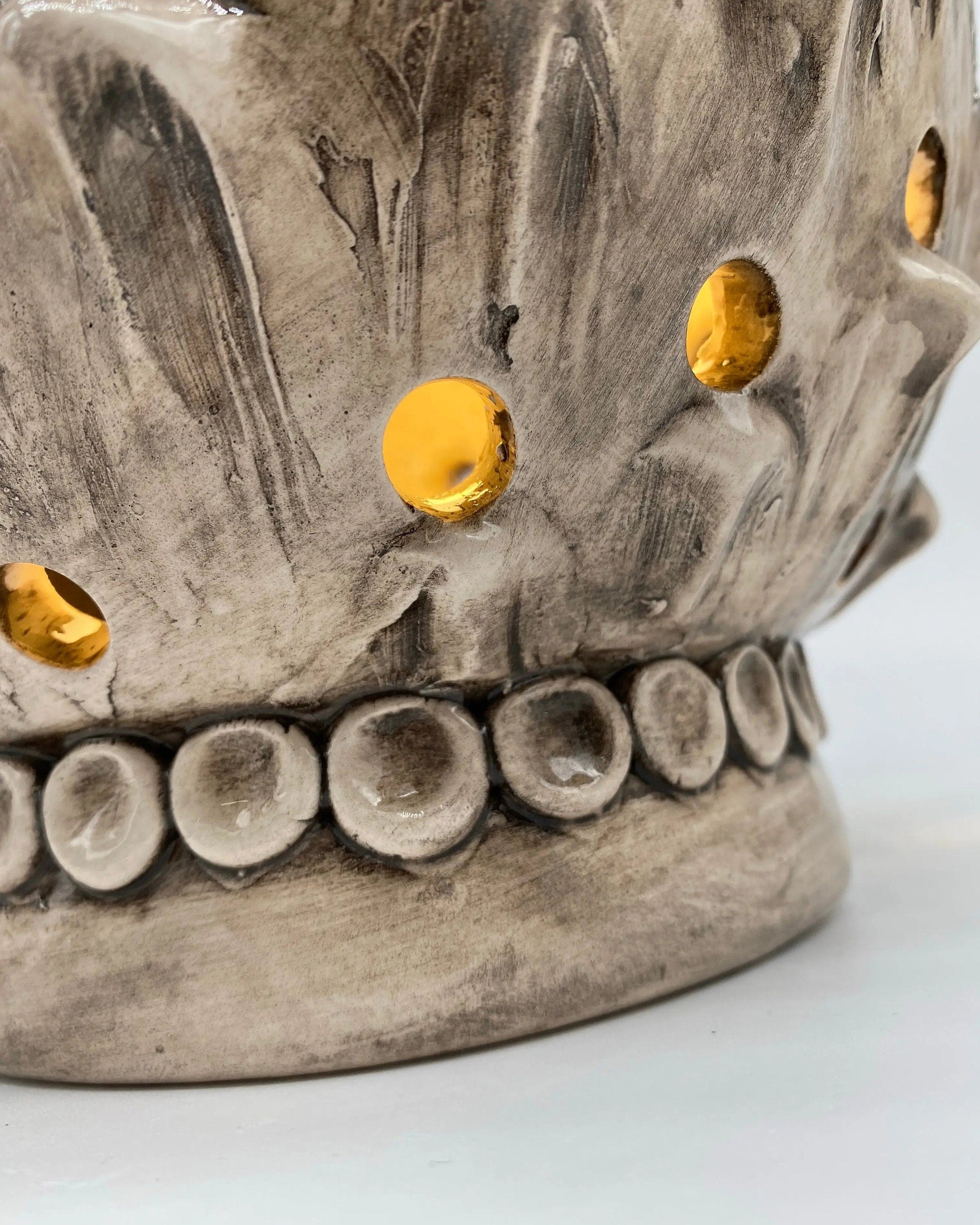 Lampada Pigna traforata Ceramica Caltagirone cm H.35 L.23 Artigianale Beige Écru DD CERAMICHE SICILIANE