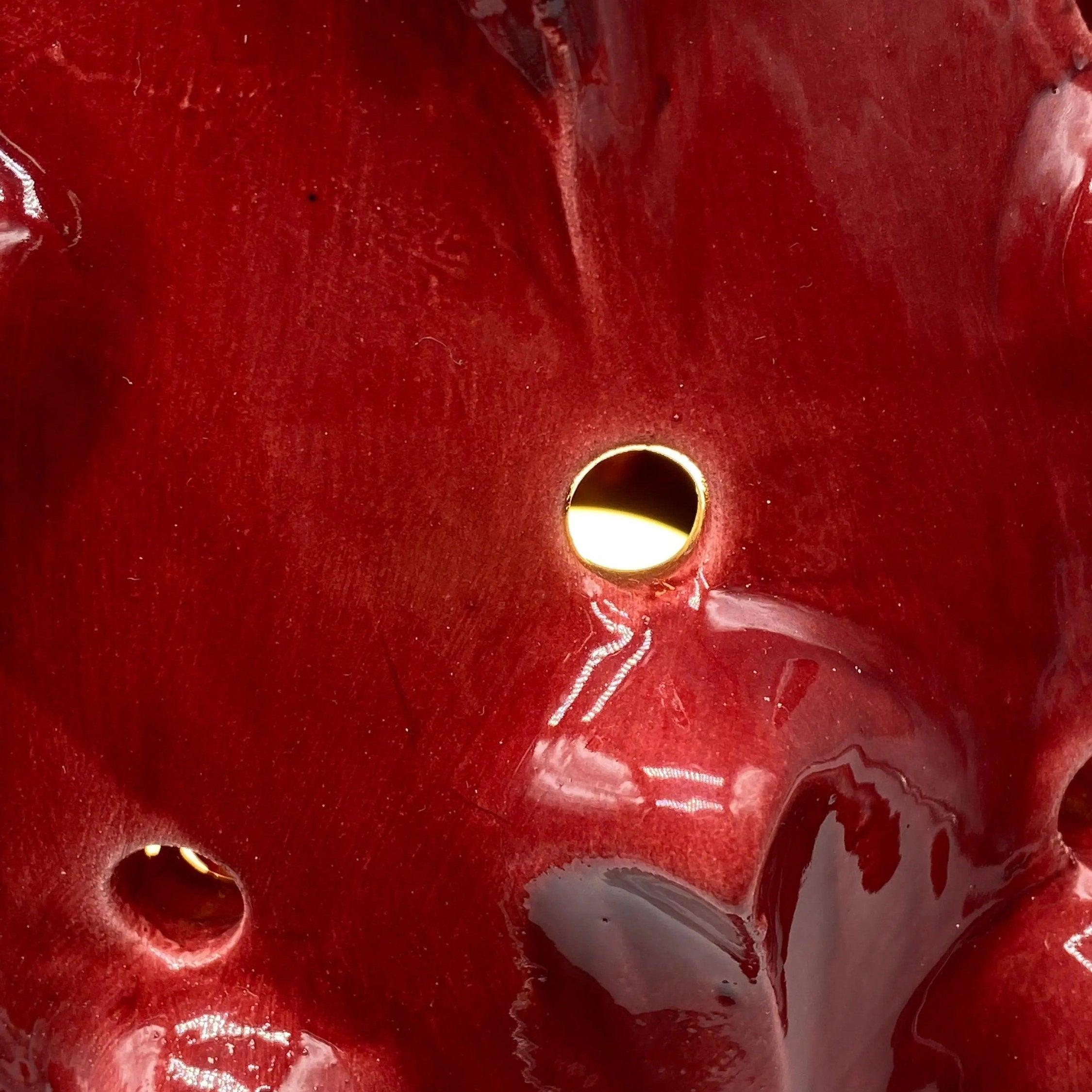 Lampada Pigna traforata Ceramica Caltagirone cm H.35 L.23 Artigianale Rosso DD CERAMICHE SICILIANE