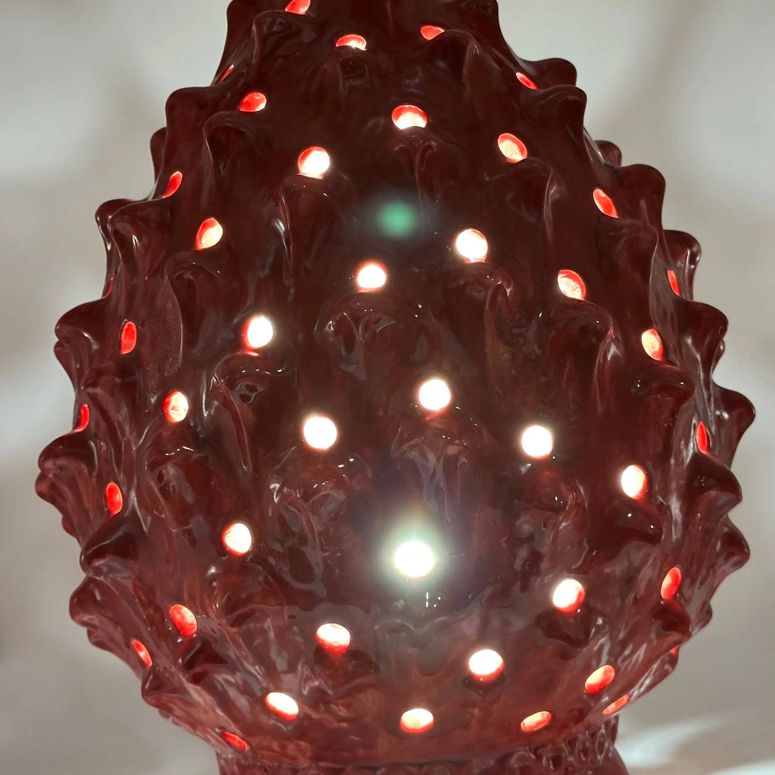 FINE SERIE - Lampada Pigna Luis traforata Ceramica Caltagirone cm H.45 L.28 Artigianale Rosso DD CERAMICHE SICILIANE