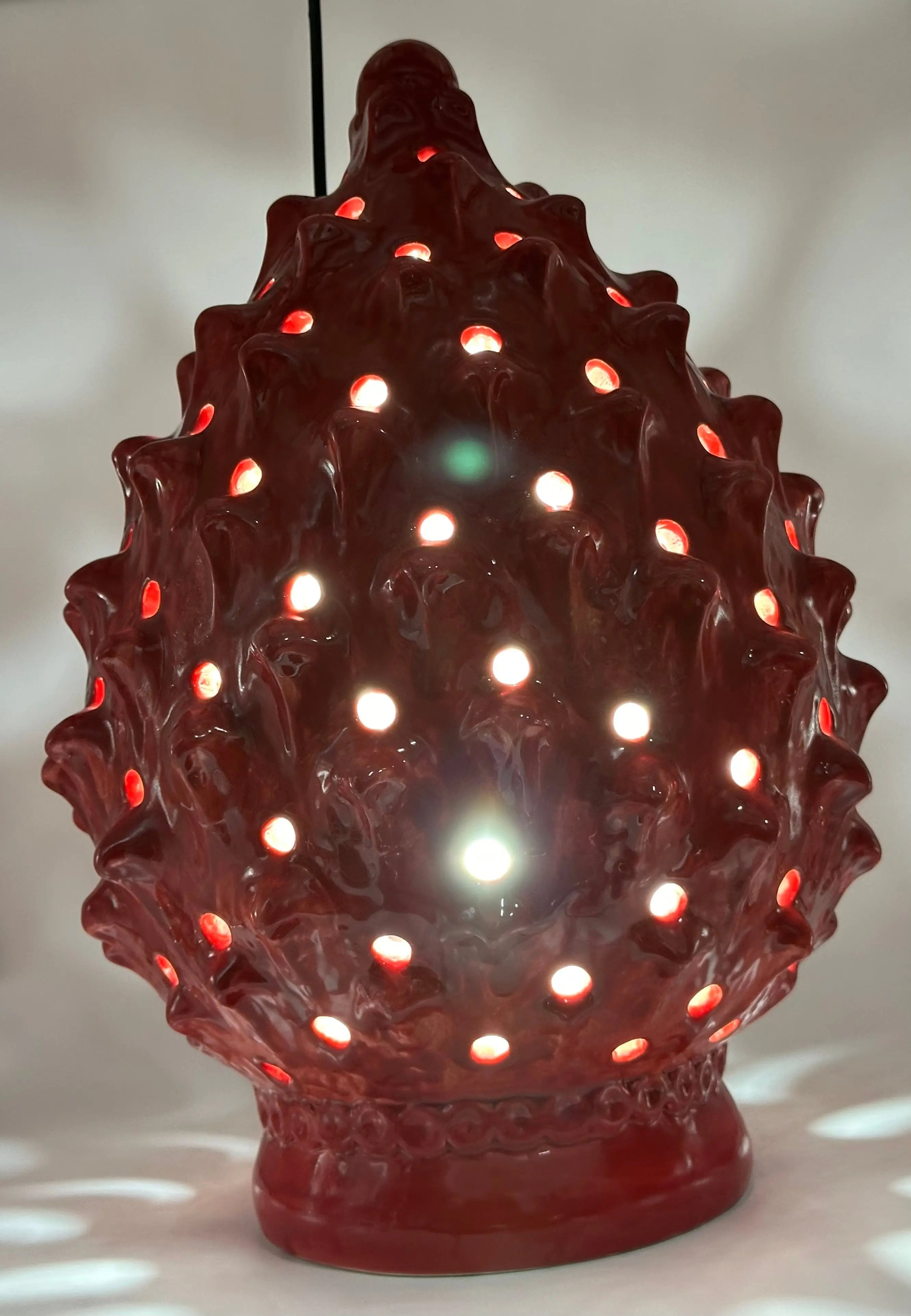 FINE SERIE - Lampada Pigna Luis traforata Ceramica Caltagirone cm H.45 L.28 Artigianale Rosso DD CERAMICHE SICILIANE