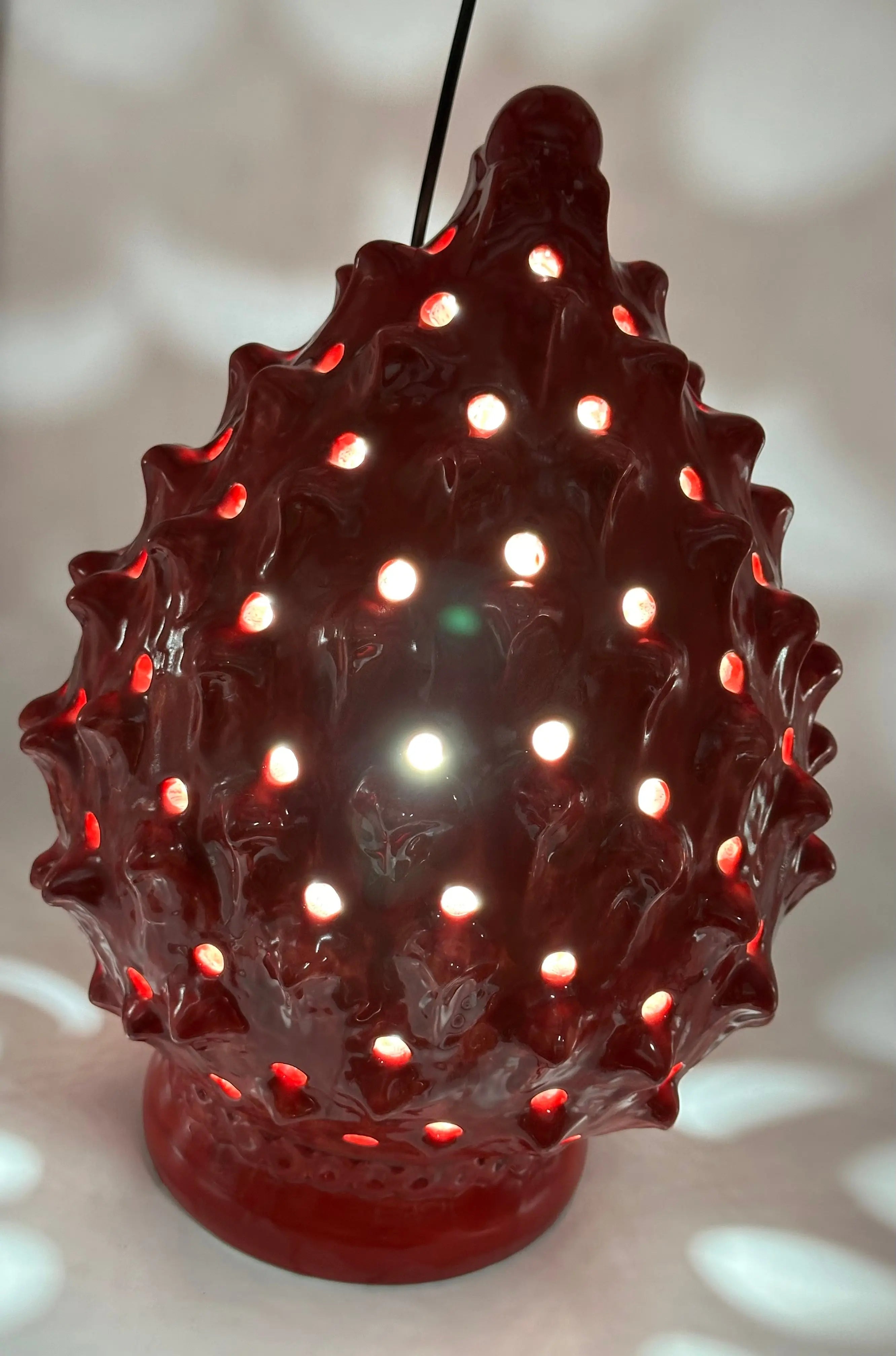 FINE SERIE - Lampada Pigna Luis traforata Ceramica Caltagirone cm H.45 L.28 Artigianale Rosso DD CERAMICHE SICILIANE
