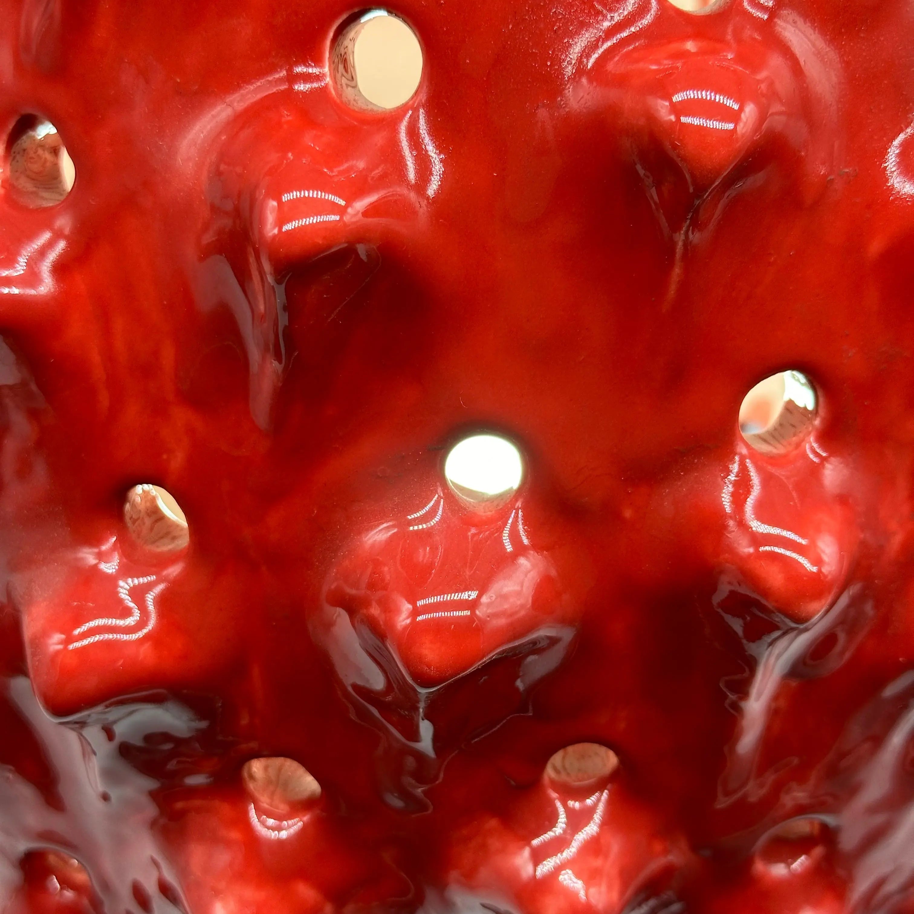 FINE SERIE - Lampada Pigna Luis traforata Ceramica Caltagirone cm H.45 L.28 Artigianale Rosso DD CERAMICHE SICILIANE