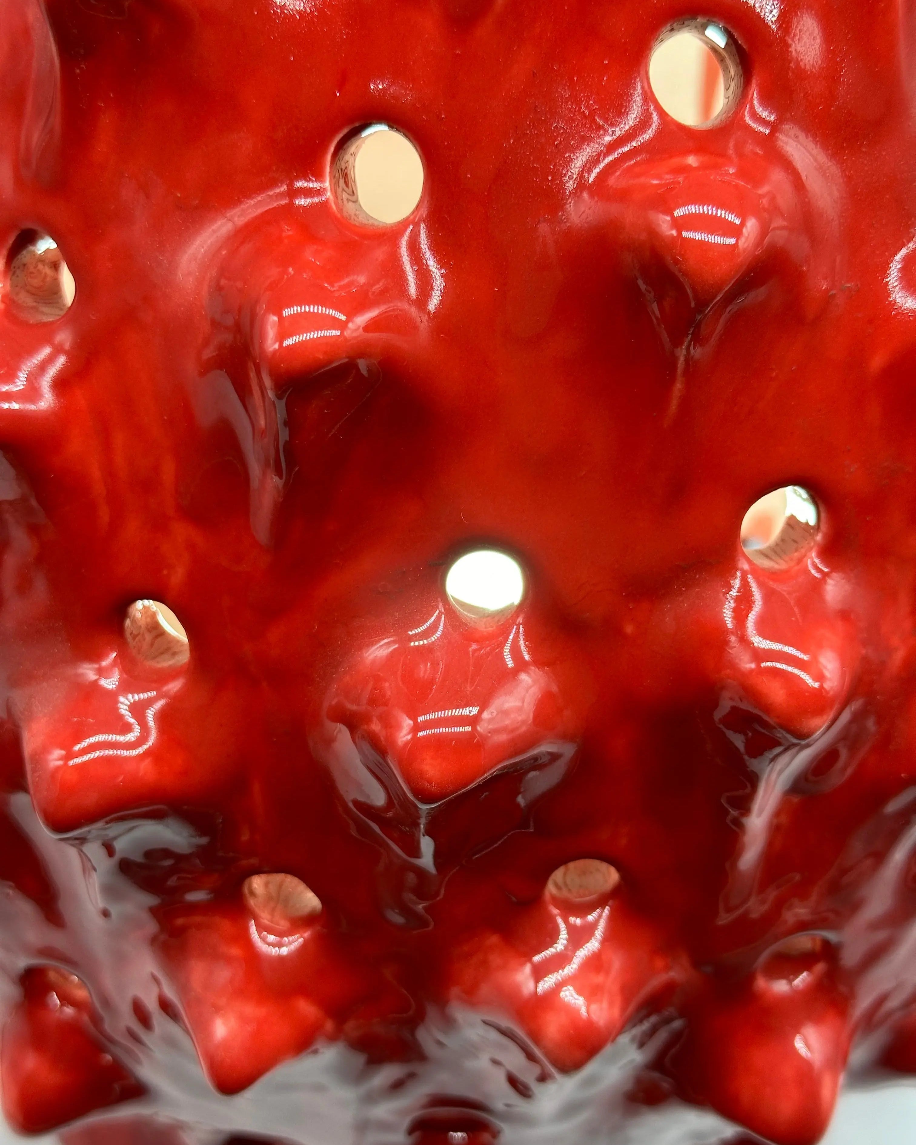 FINE SERIE - Lampada Pigna Luis traforata Ceramica Caltagirone cm H.45 L.28 Artigianale Rosso DD CERAMICHE SICILIANE