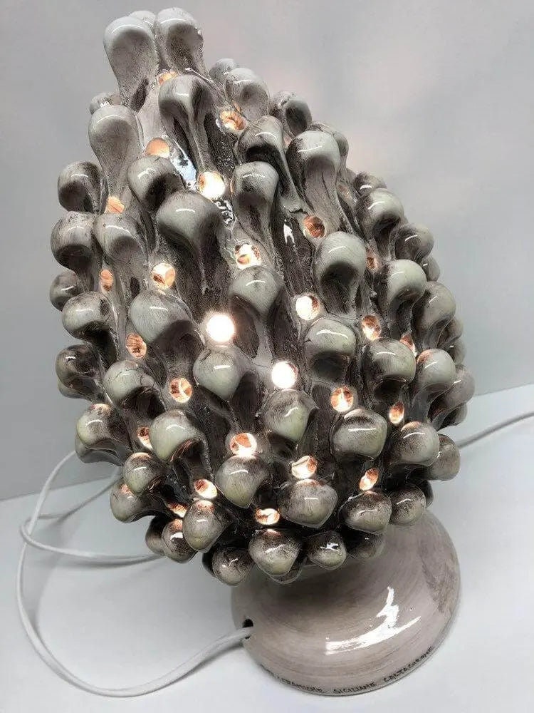 Lampada Pigna traforata Ceramica Caltagirone cm H.30 L.20 Artigianale Beige Écru DD CERAMICHE SICILIANE